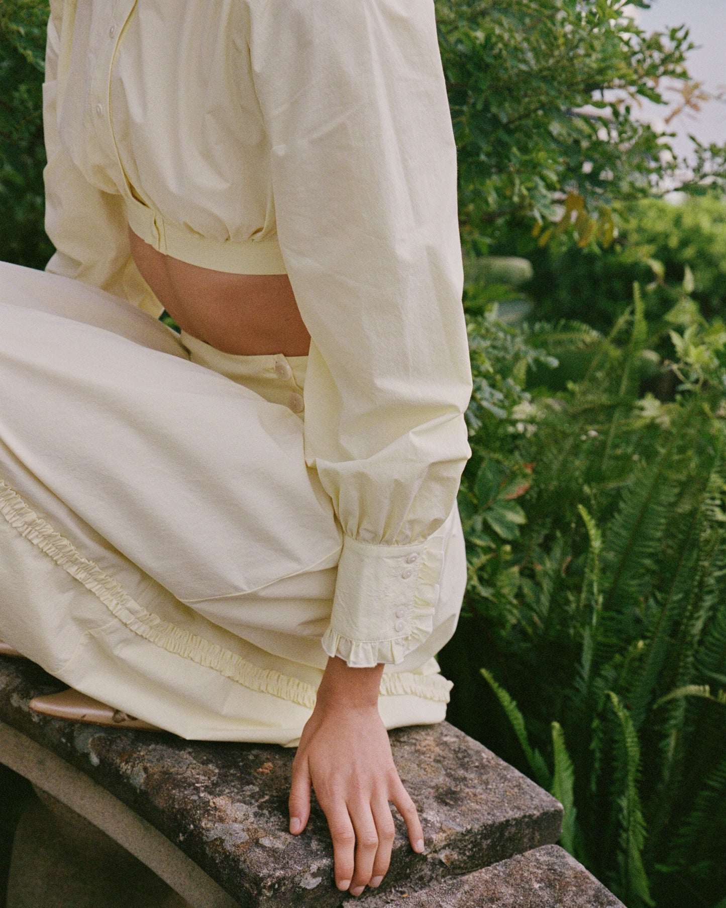 Ruche Button Midi Skirt - Citrine