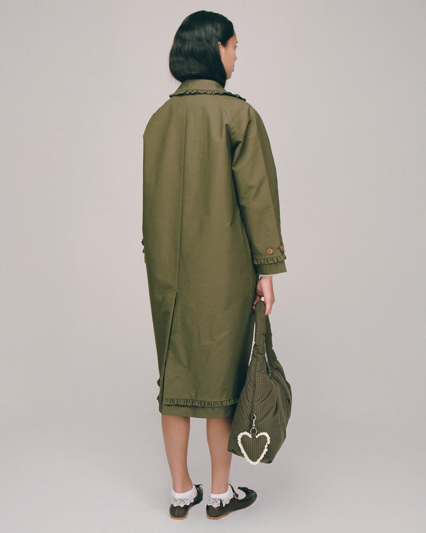 Tailored Gather Trench Coat - Eucalyptus