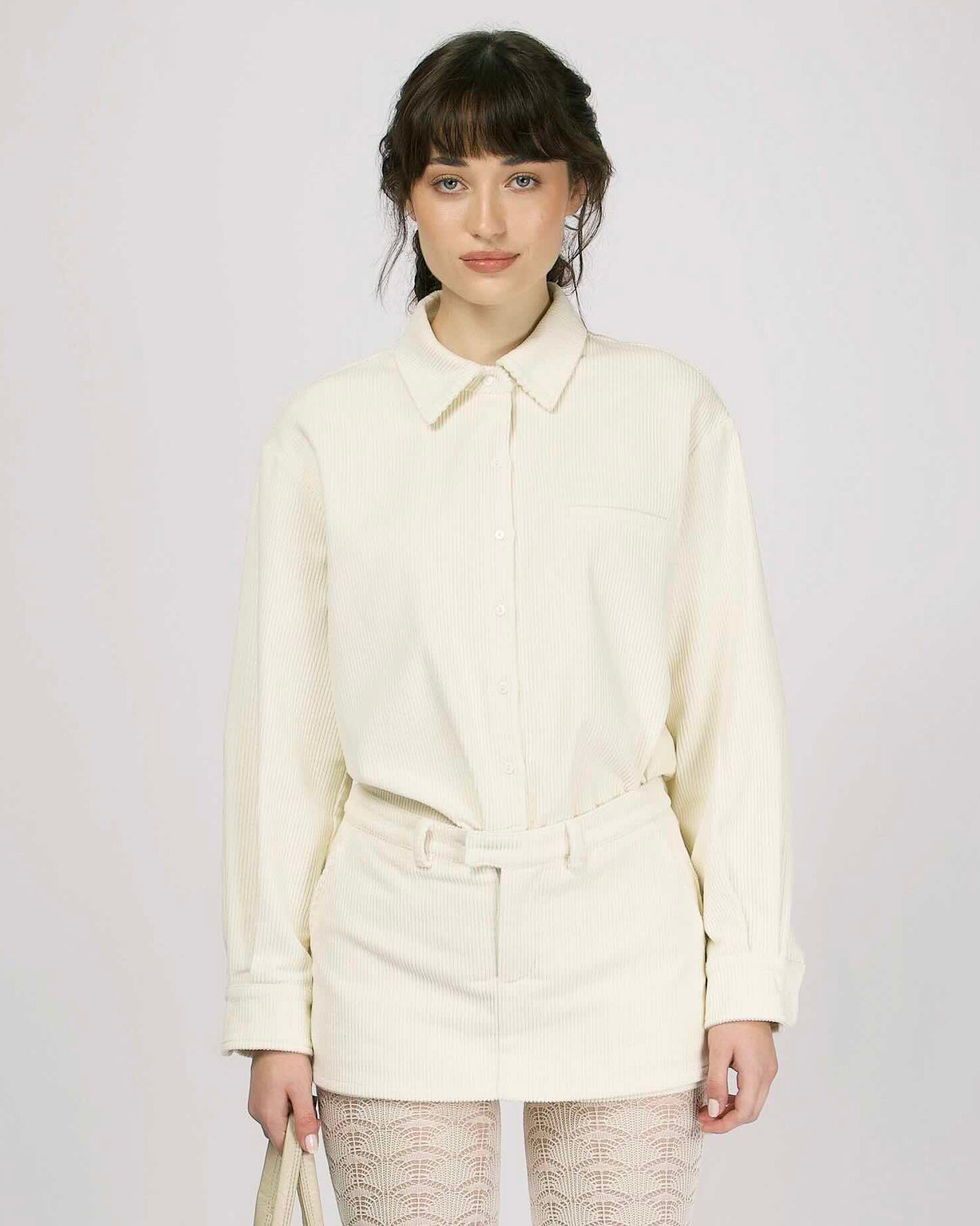 Cord Long Sleeve Shirt - Cream