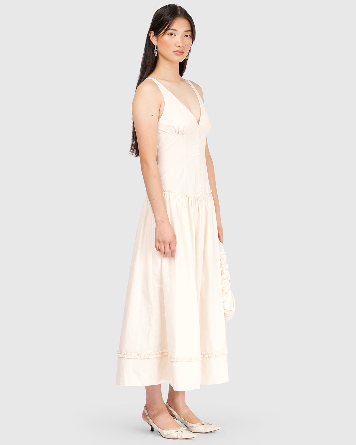 Button Maxi Dress - Bone