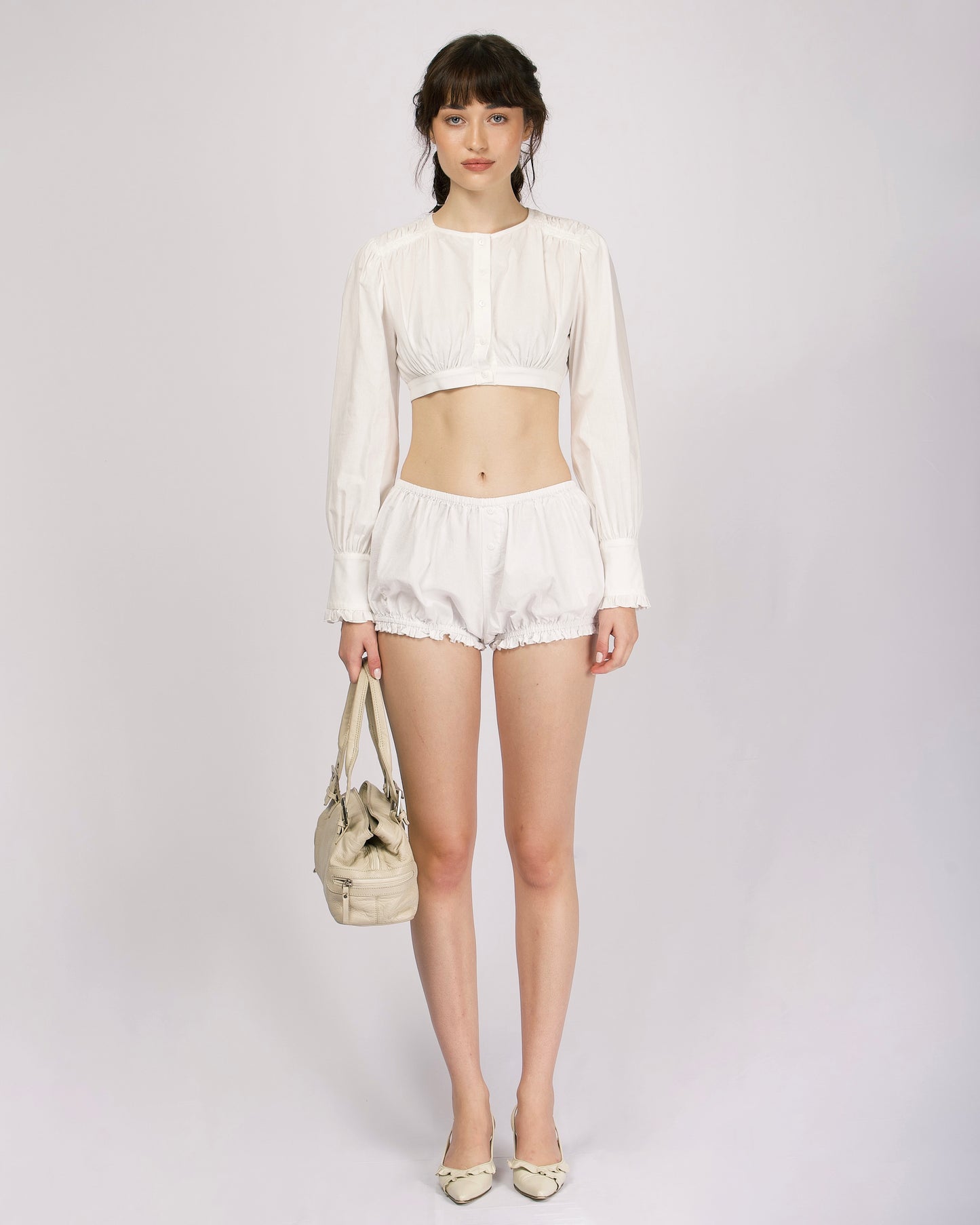Cotton Gather Blouse - White