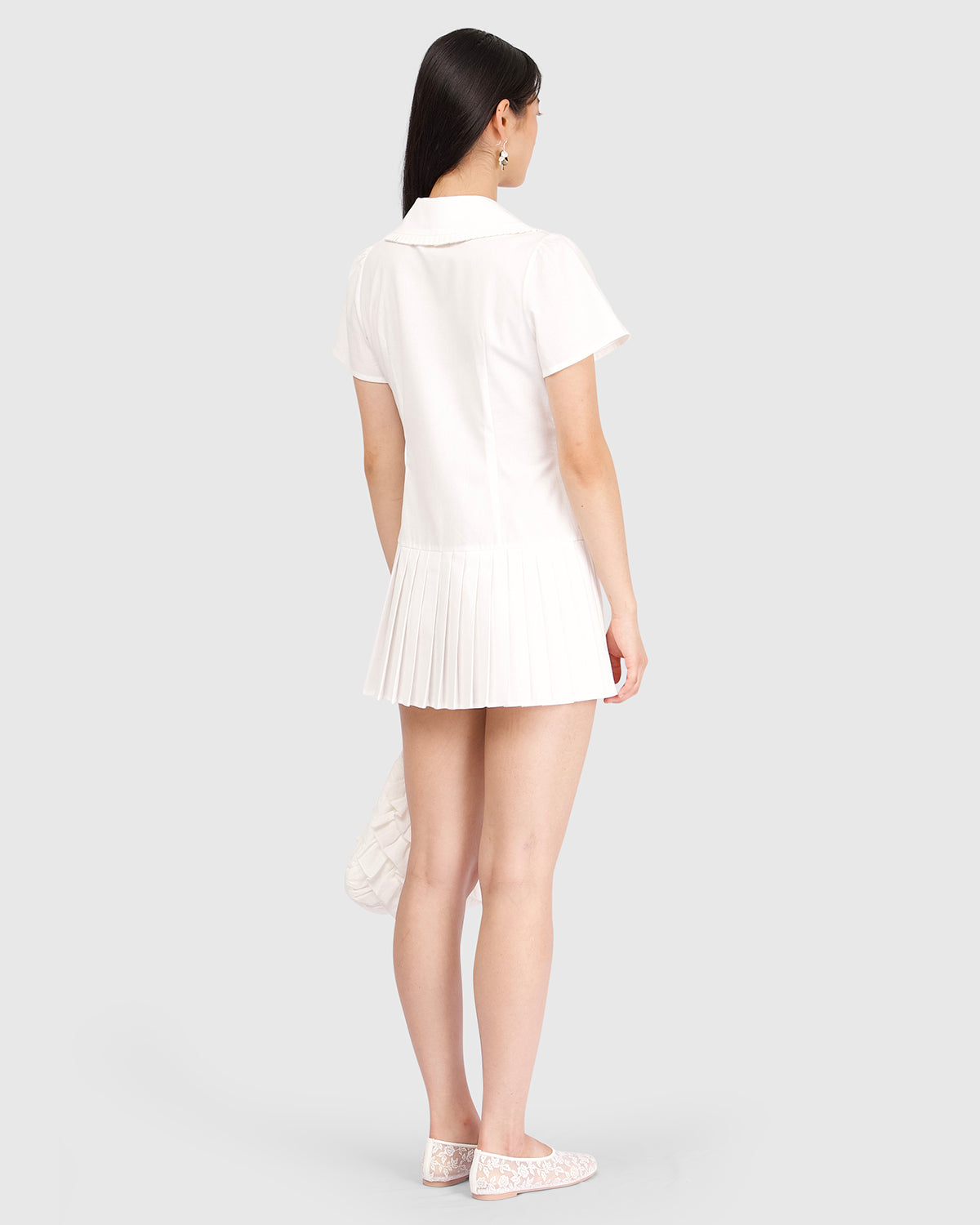 Short Sleeve Pleat Shirt Dress