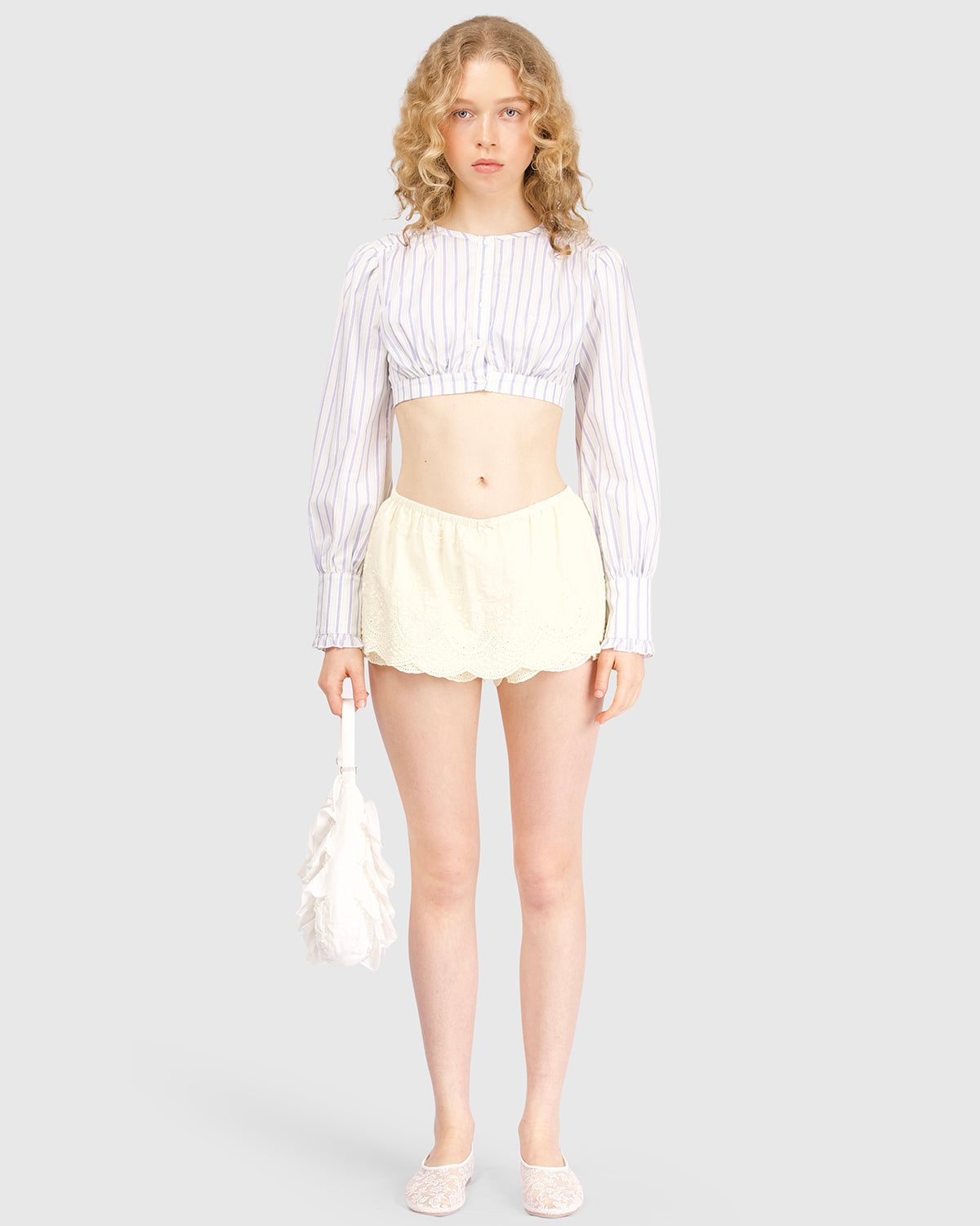 Cotton Gather Blouse - Pacific Stripe