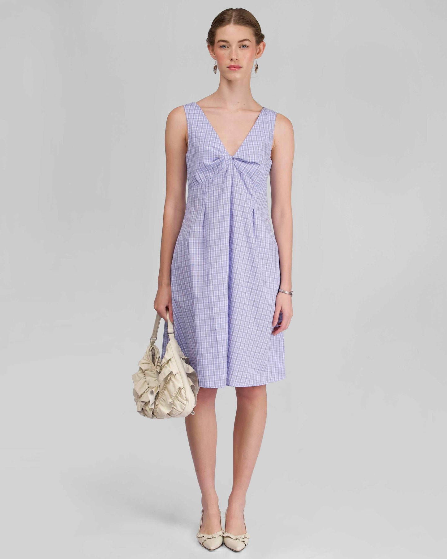 Mona Midi Dress - Sky Blue Check