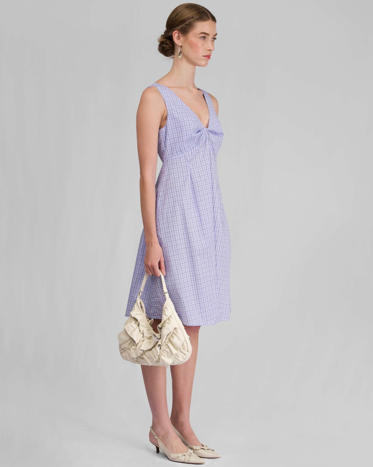 Mona Midi Dress - Sky Blue Check