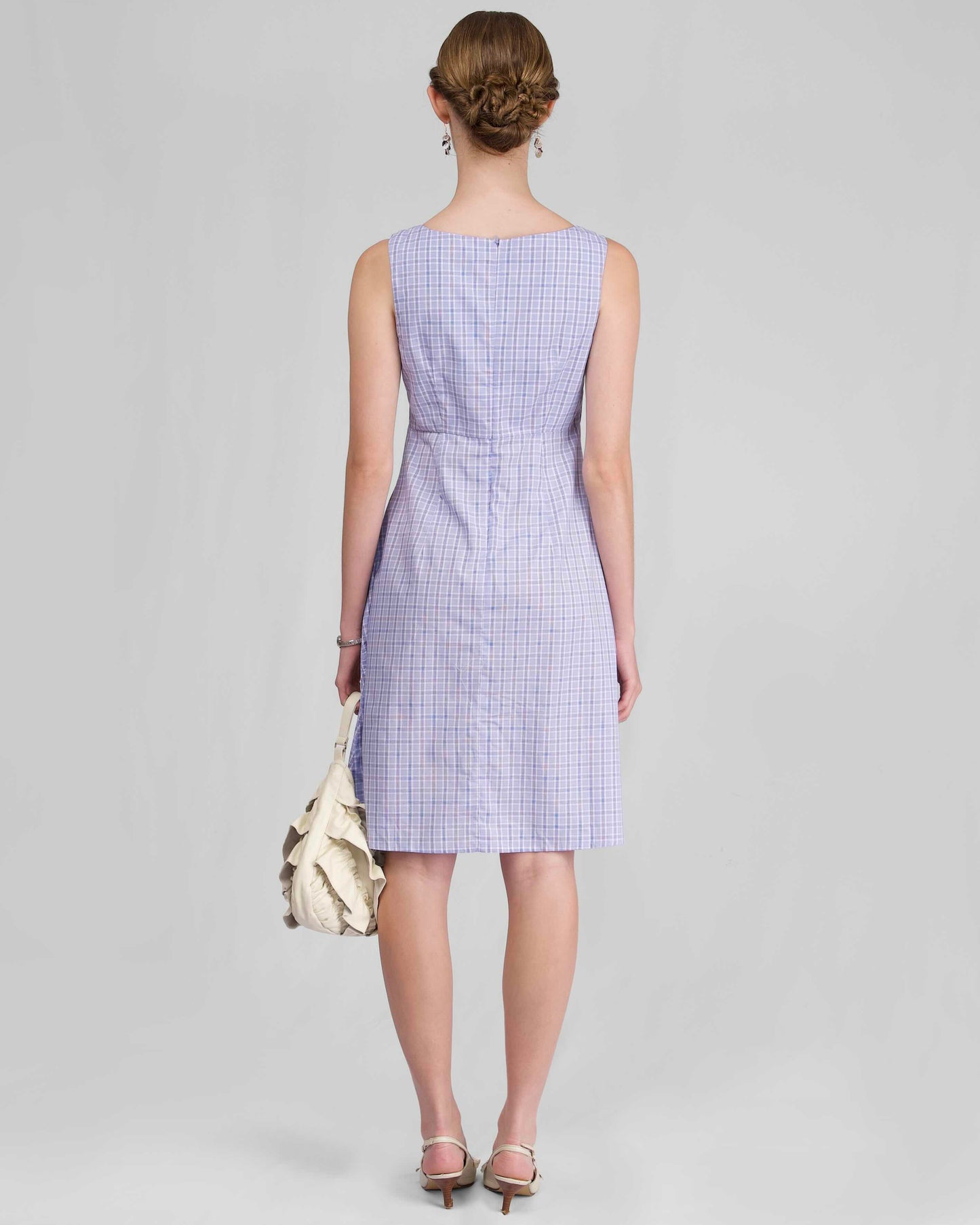 Mona Midi Dress - Sky Blue Check
