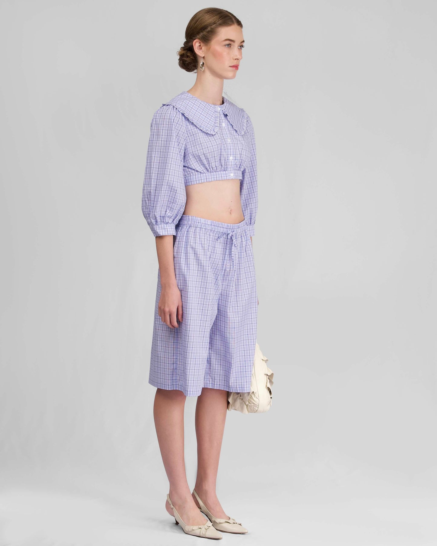 Drawstring Long Boxer - Sky Blue Check