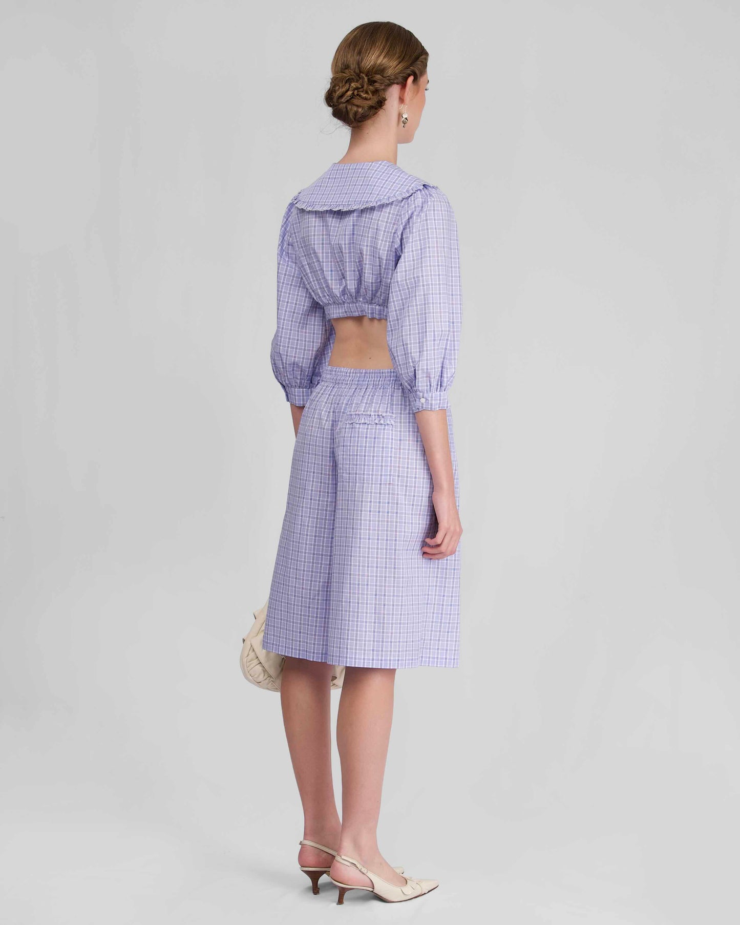 Drawstring Long Boxer - Sky Blue Check