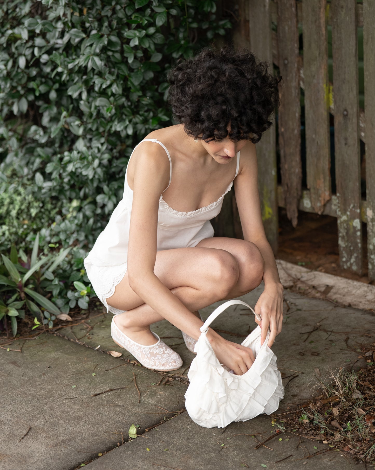 My Mum Made It - White Linen Frill Bag
