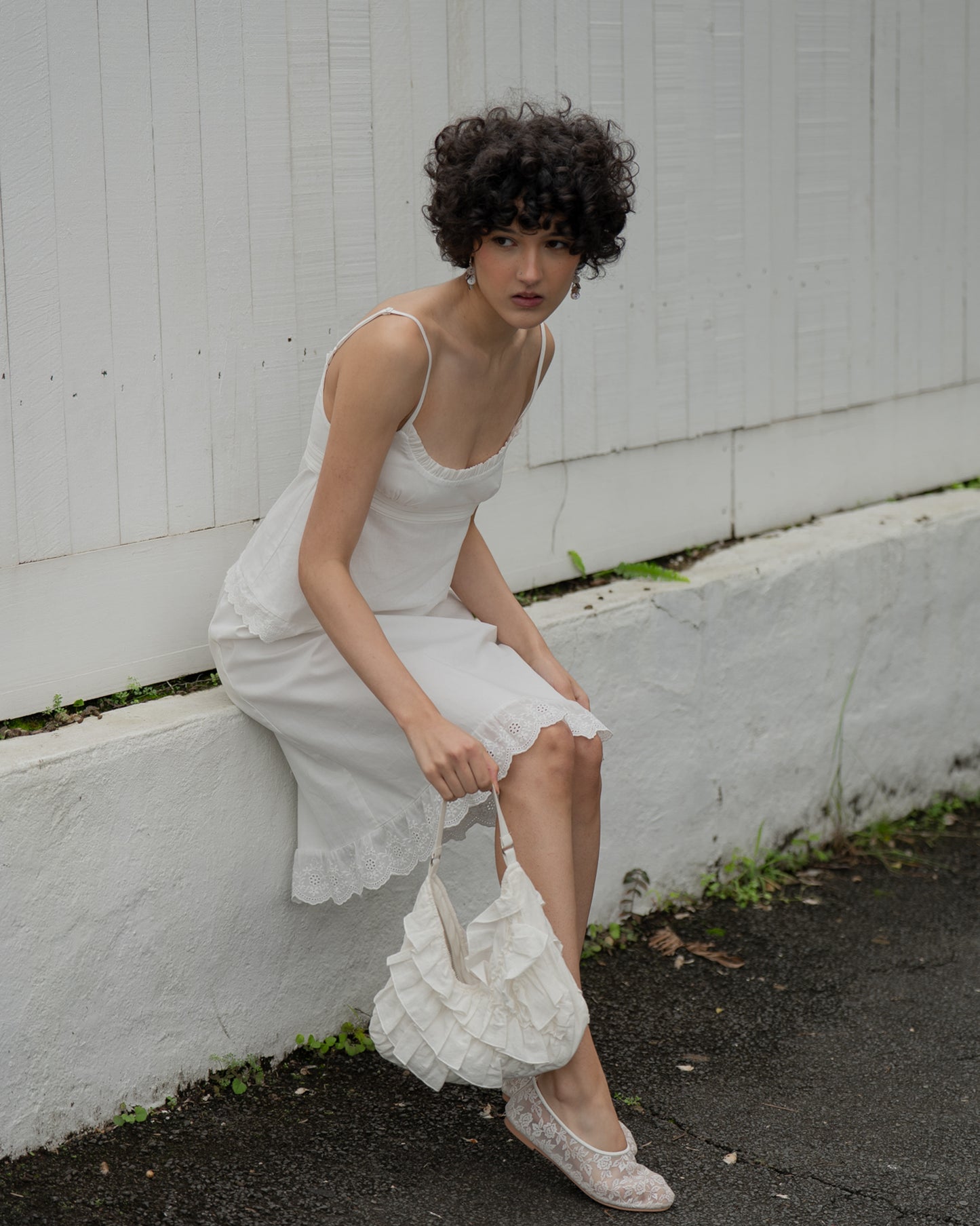 My Mum Made It - Lace Hem Midi Skirt - White
