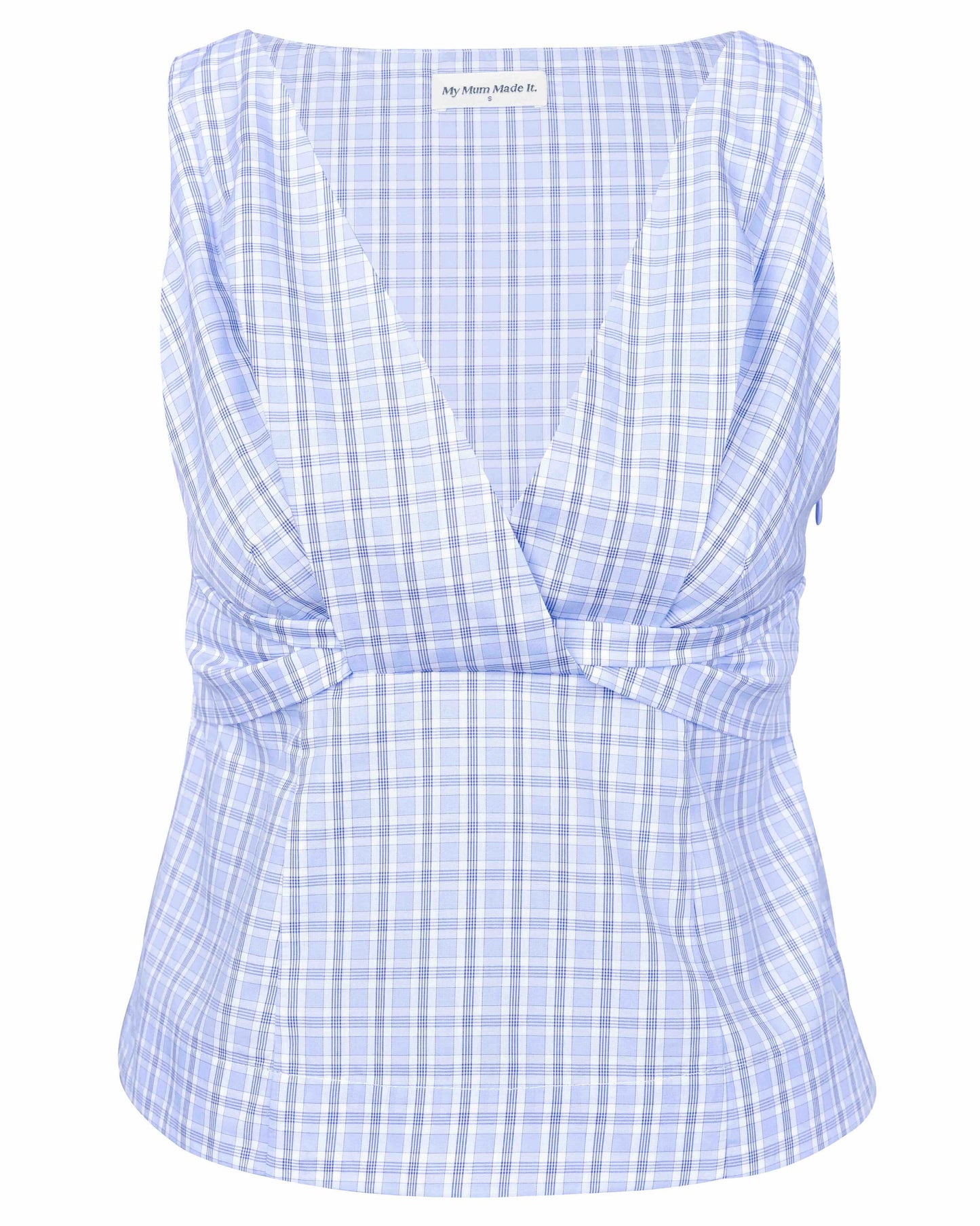 Knot Tank Top - Sky Blue Check