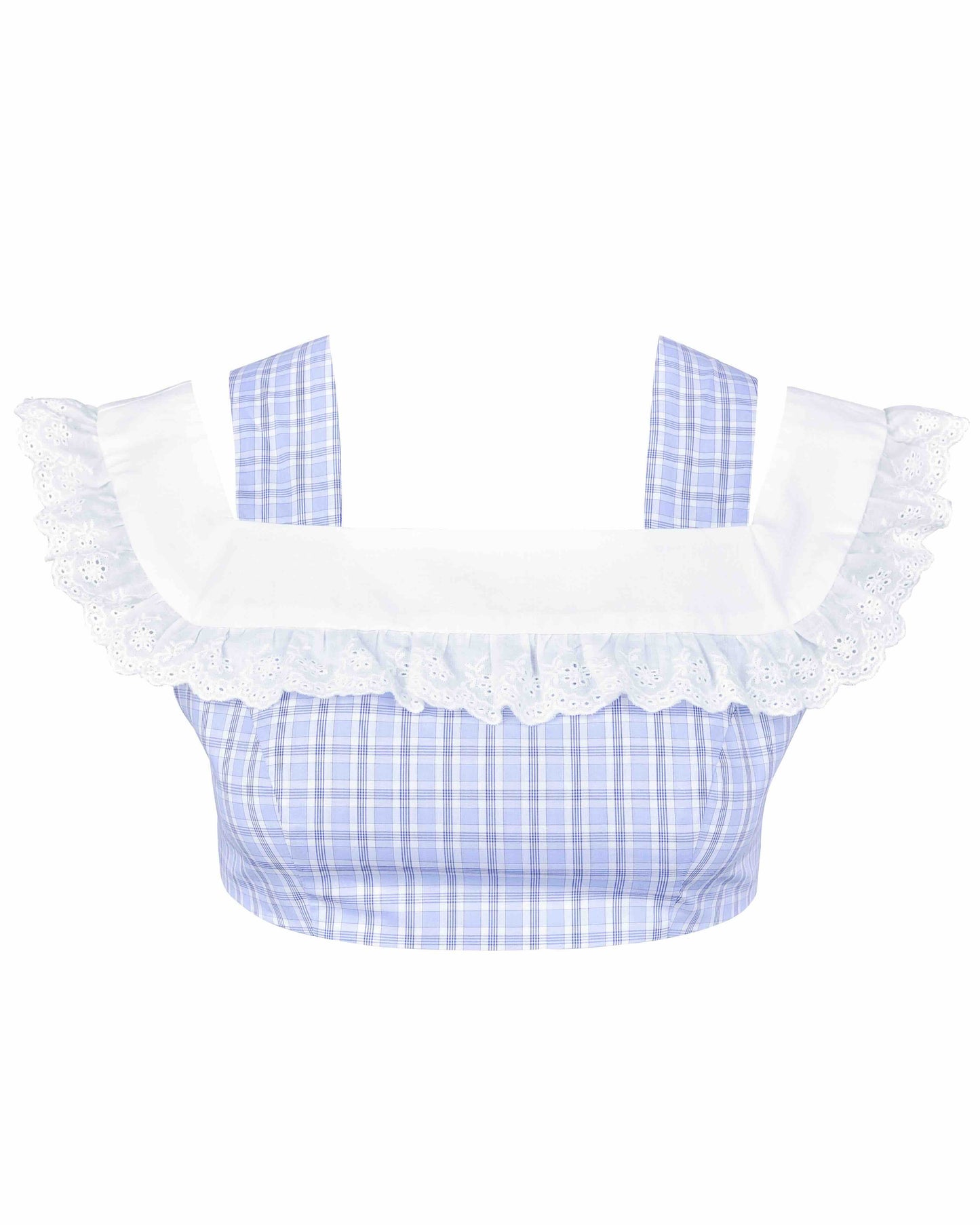 Lace Cut Crop - Sky Blue Check