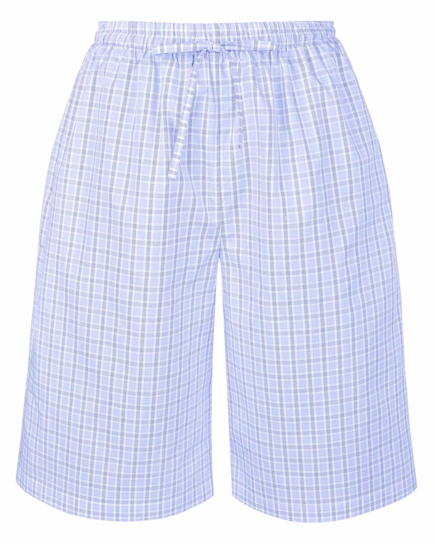 Drawstring Long Boxer - Sky Blue Check