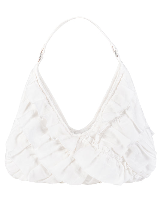 My Mum Made It - White Linen Frill Bag