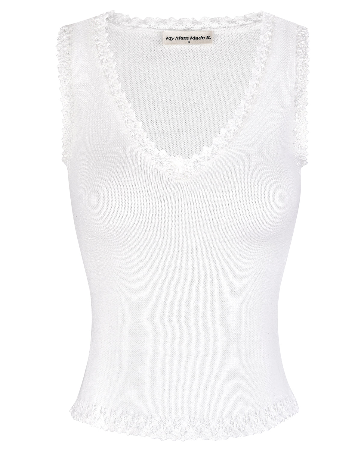Lace Knit Tank - White