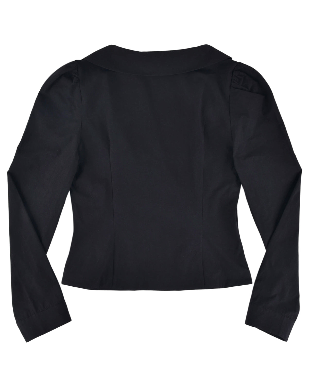 Curved Collar Button Shirt - Black