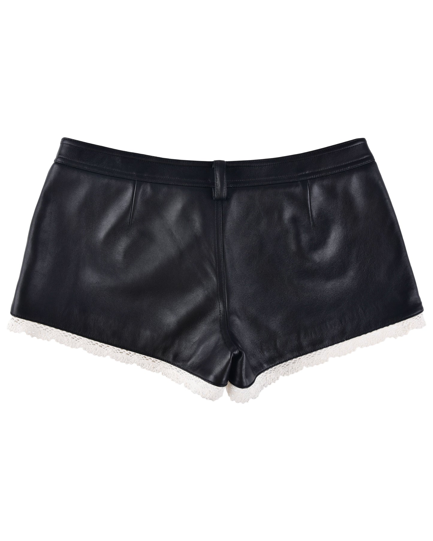 Leather Lace Mini Shorts - Black