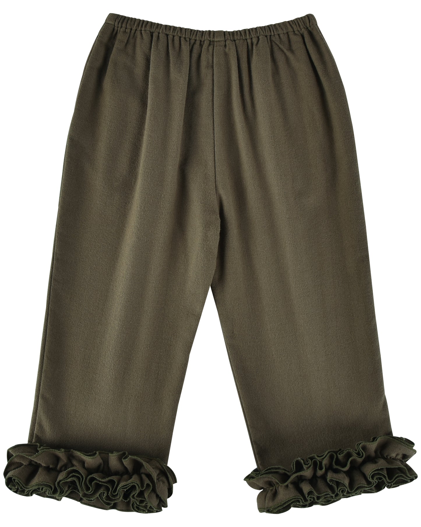 Mini Flannel Ruffle Pant - Eucalyptus