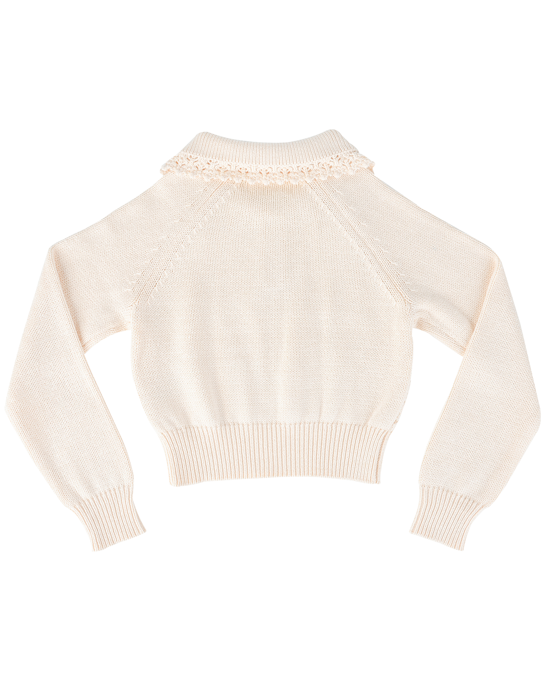 Mini Buttoned Lace Knit Pullover - Porcelain