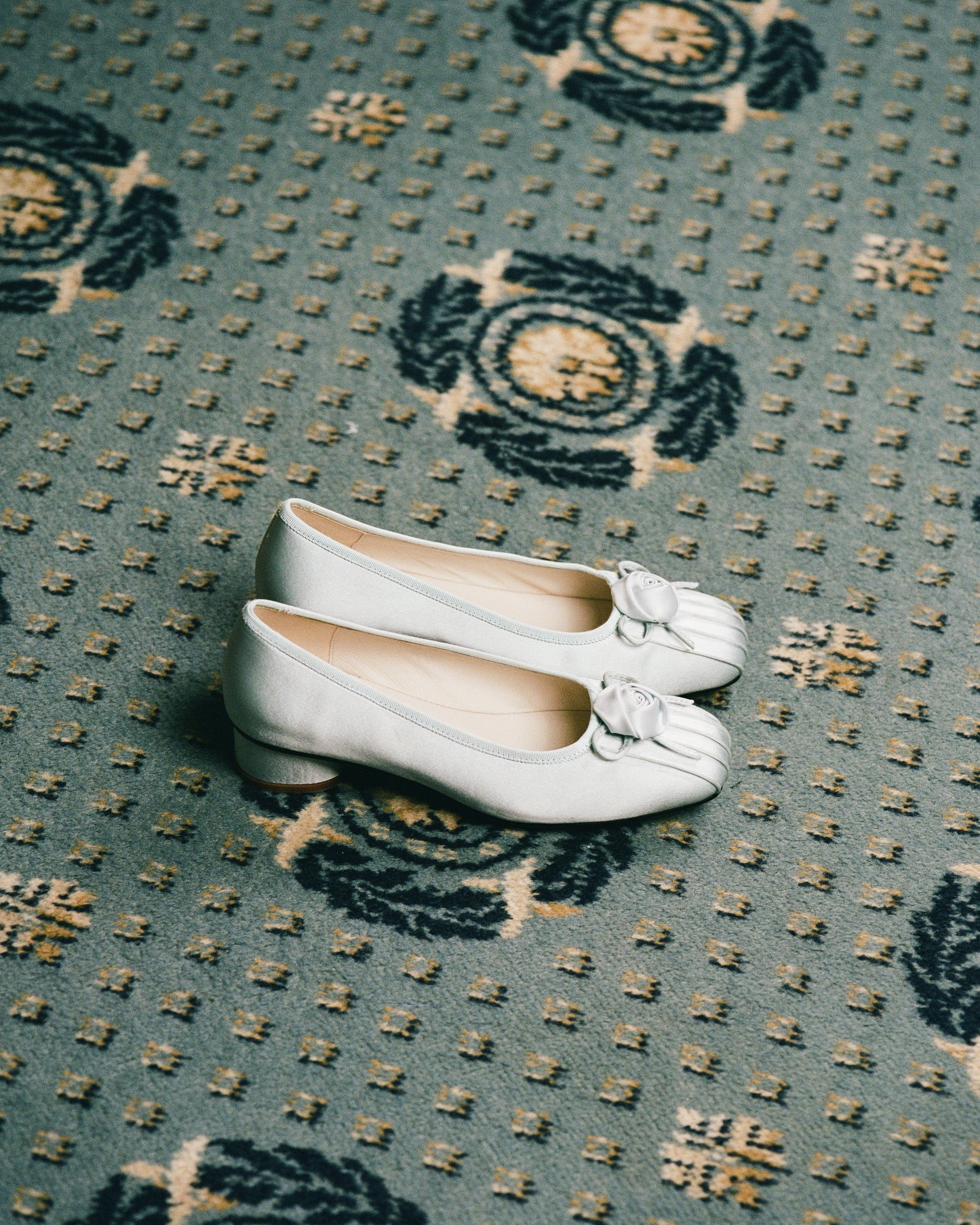 Rosette Silk Ballet Pumps - Bluewishes