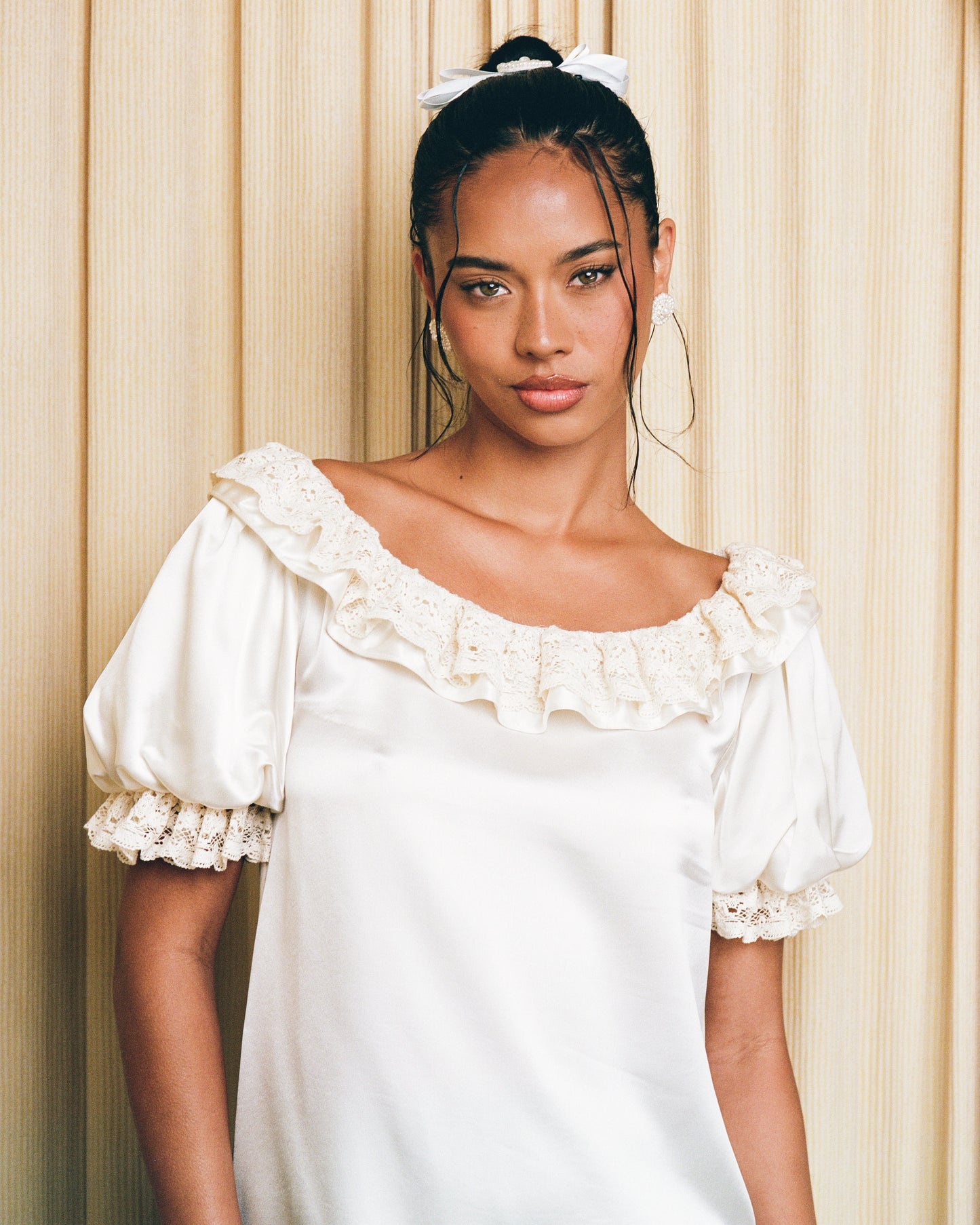 Lace Layer Soirée Dress - Frost