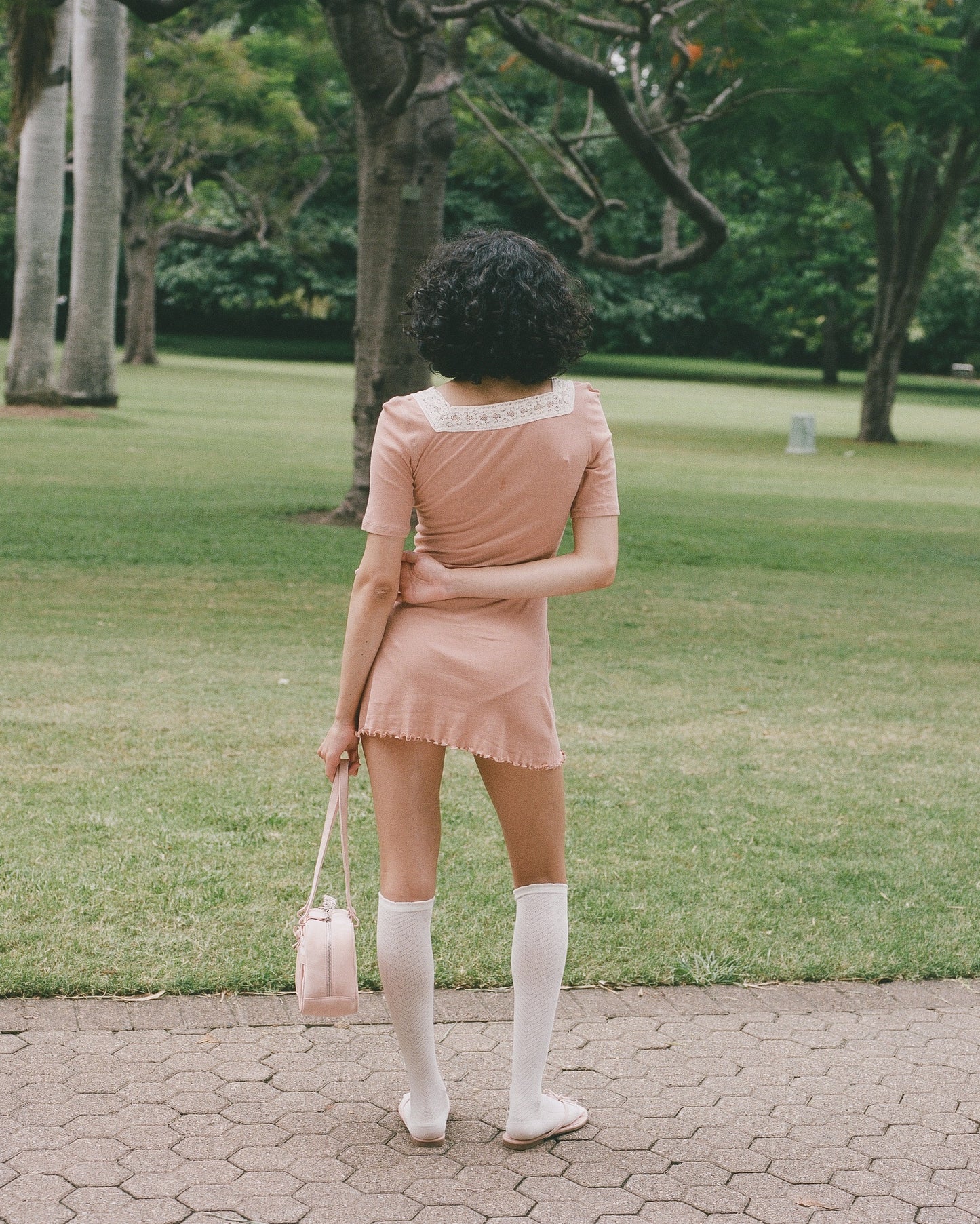 Lace Bow Mini Dress - Rose Veil