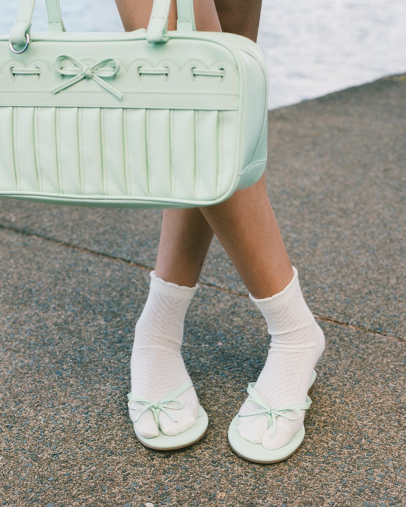 Ribbon Stitch Flip Flops - Mint