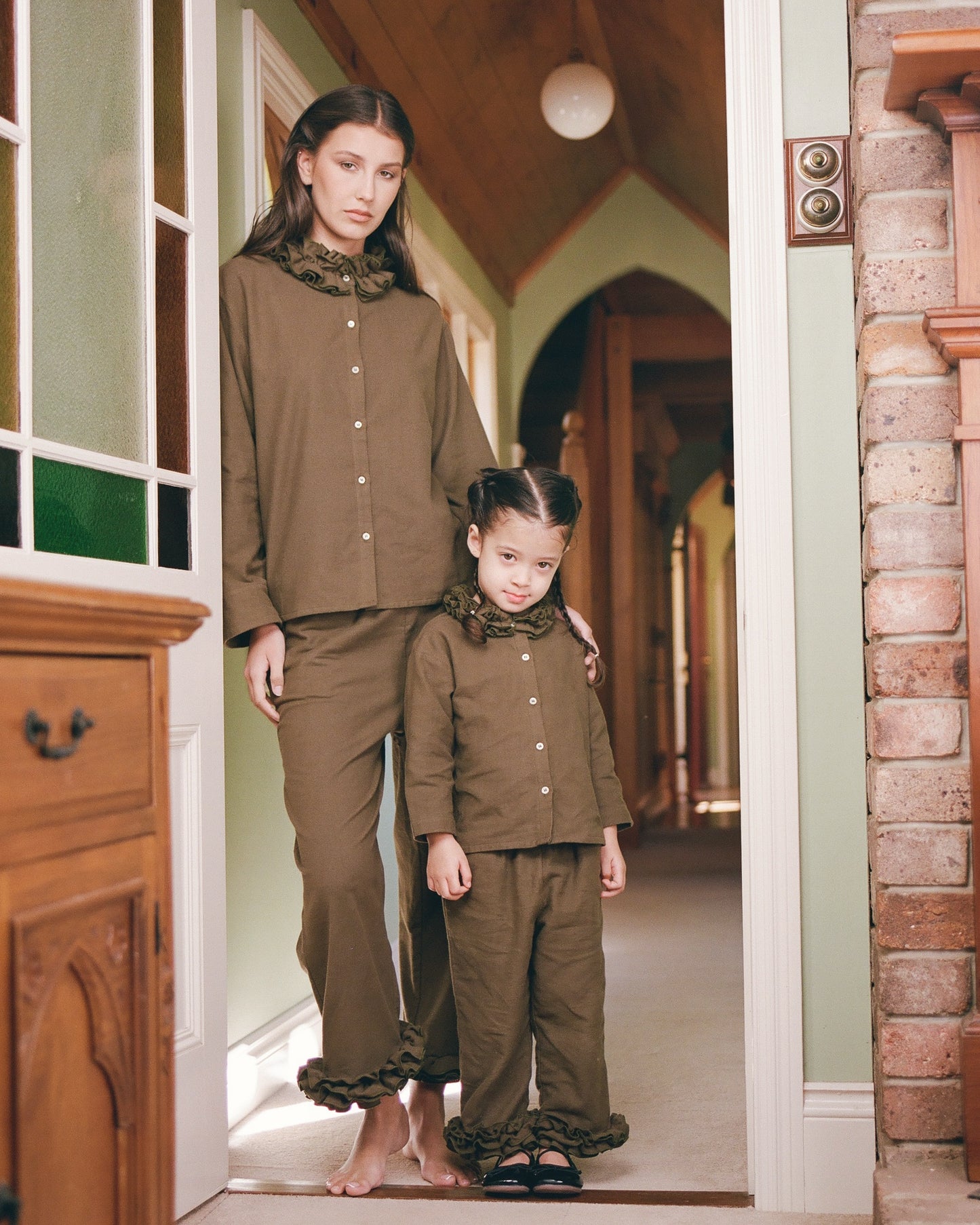 Flannel Ruffle Pant - Eucalyptus