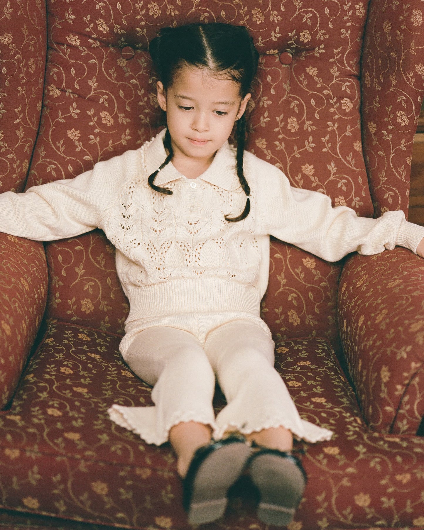 Mini Buttoned Lace Knit Pullover - Porcelain