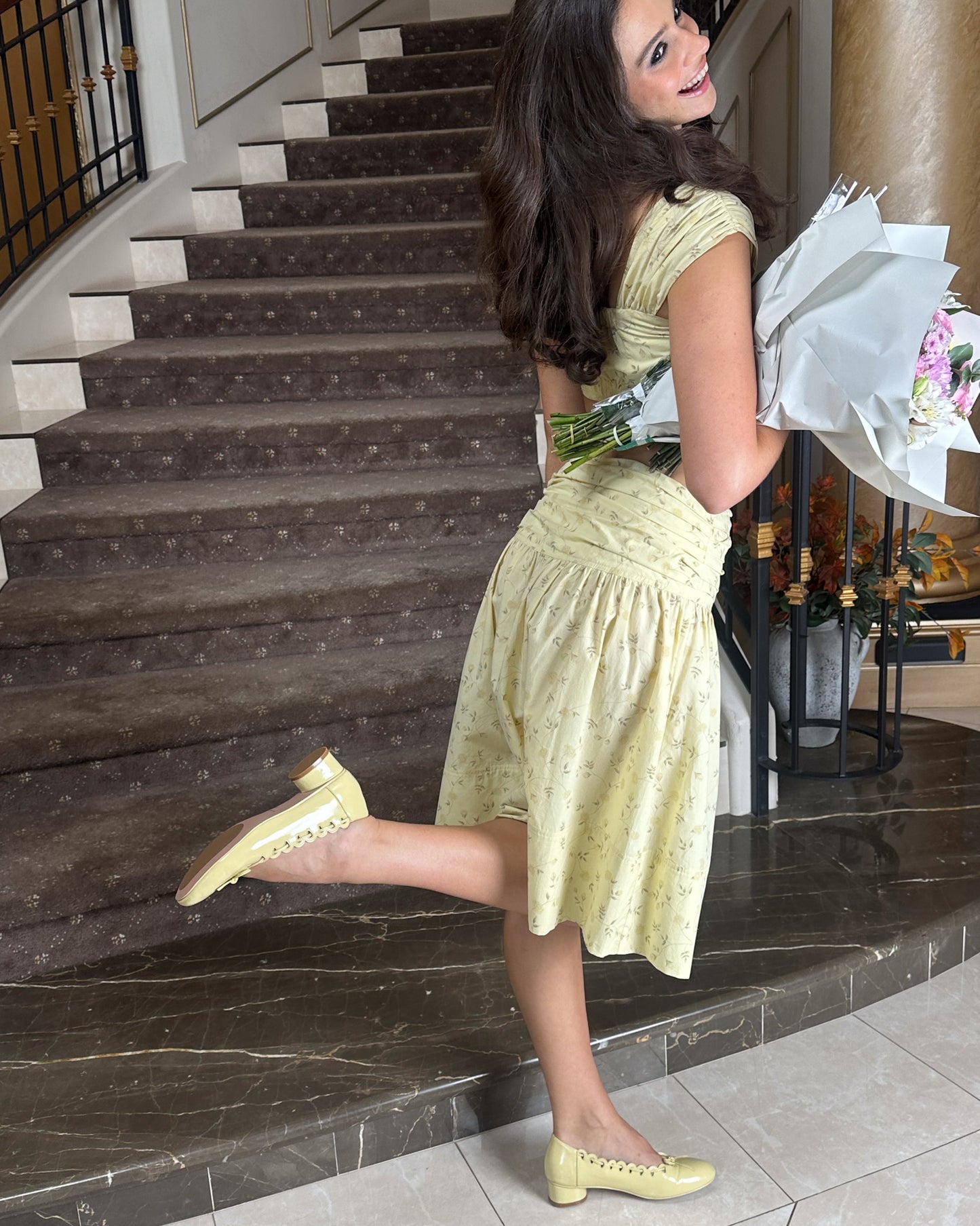 Ribbon Stitch Ballet Pumps - Daffodil