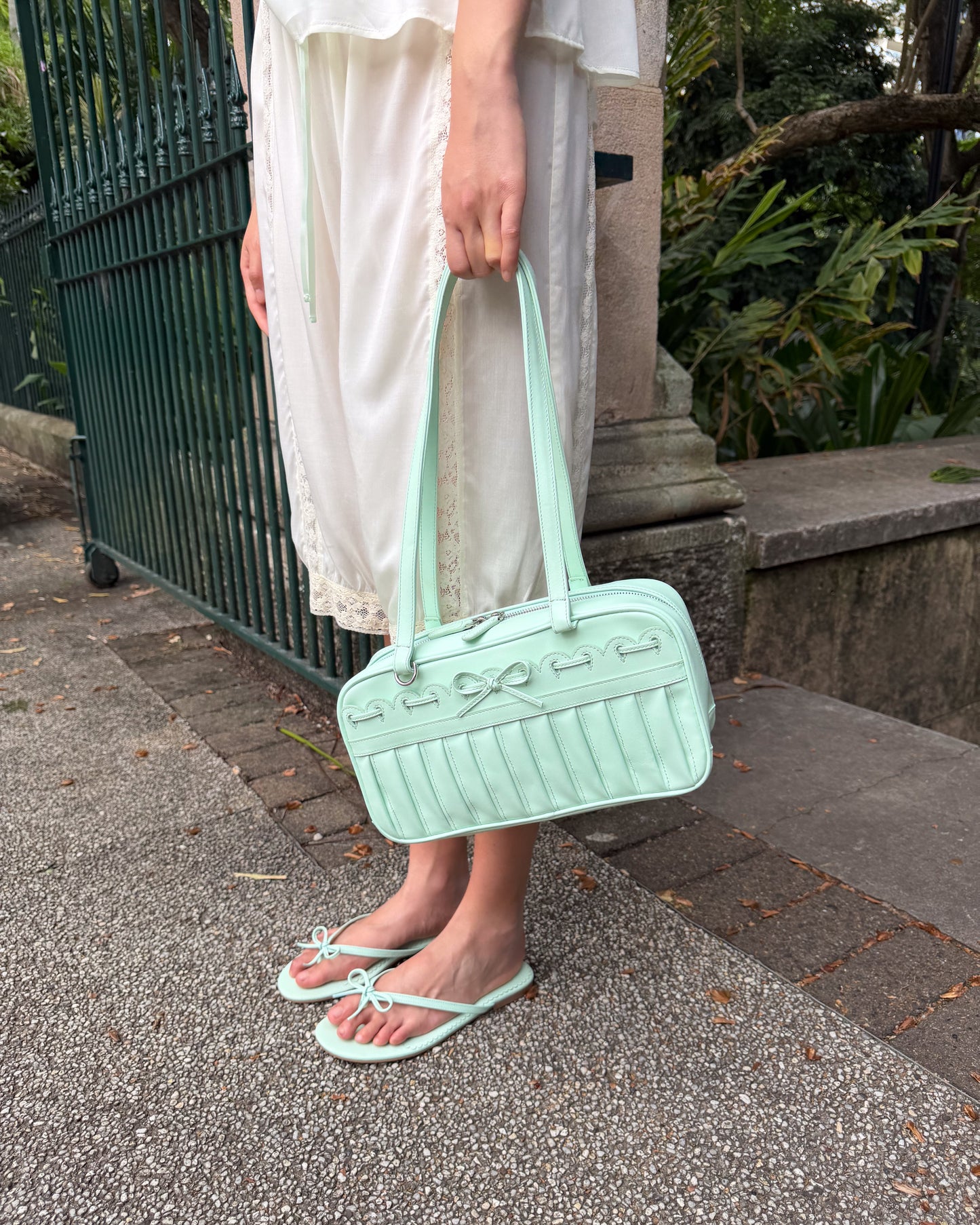 Ribbon Stitch Flip Flops - Mint