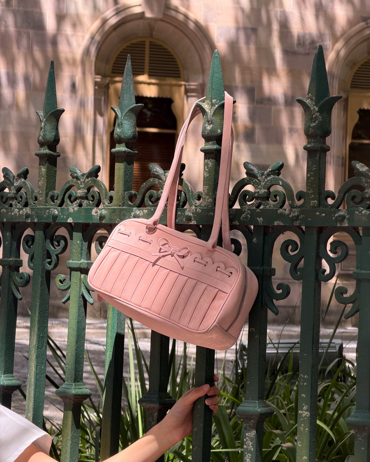Ribbon Stitch Shoulder Bag - Rose Veil