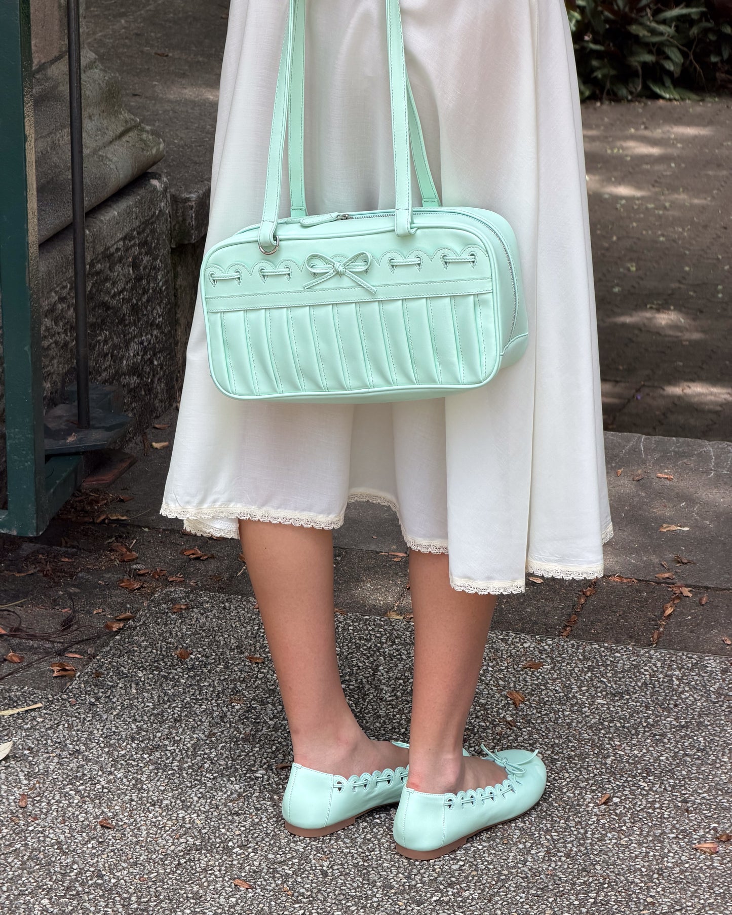 Ribbon Stitch Ballet Flats - Mint