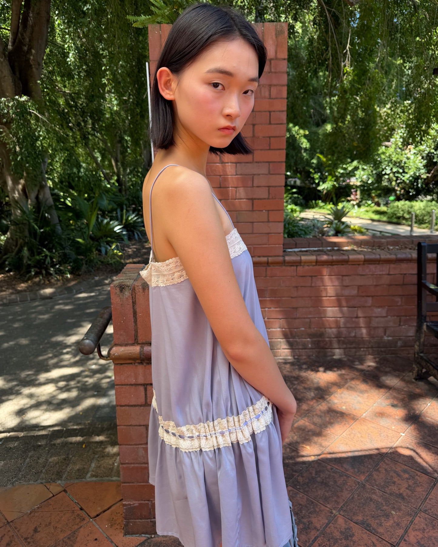 Lace Ribbon Dress - Wisteria