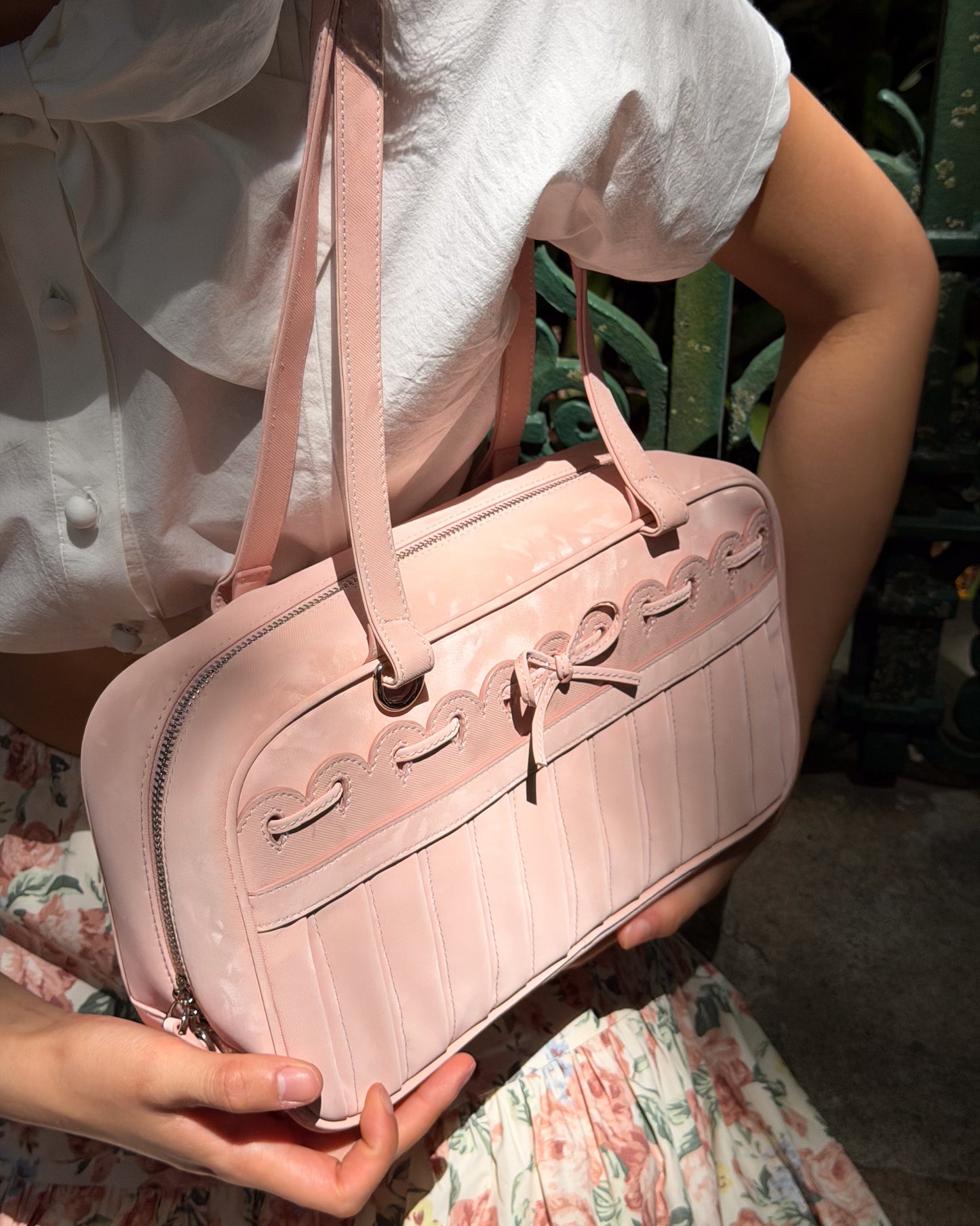 Ribbon Stitch Shoulder Bag - Rose Veil