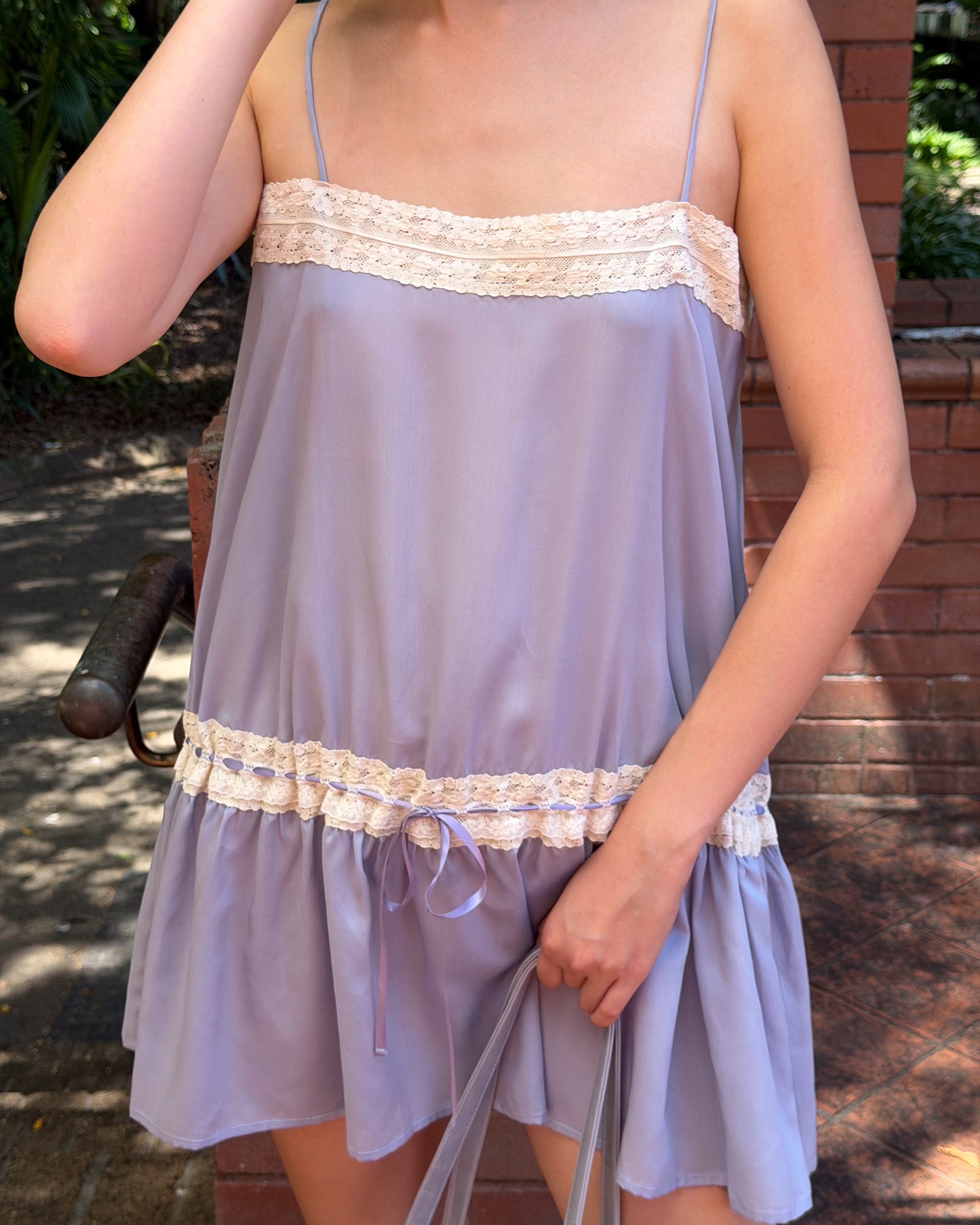 Lace Ribbon Dress - Wisteria