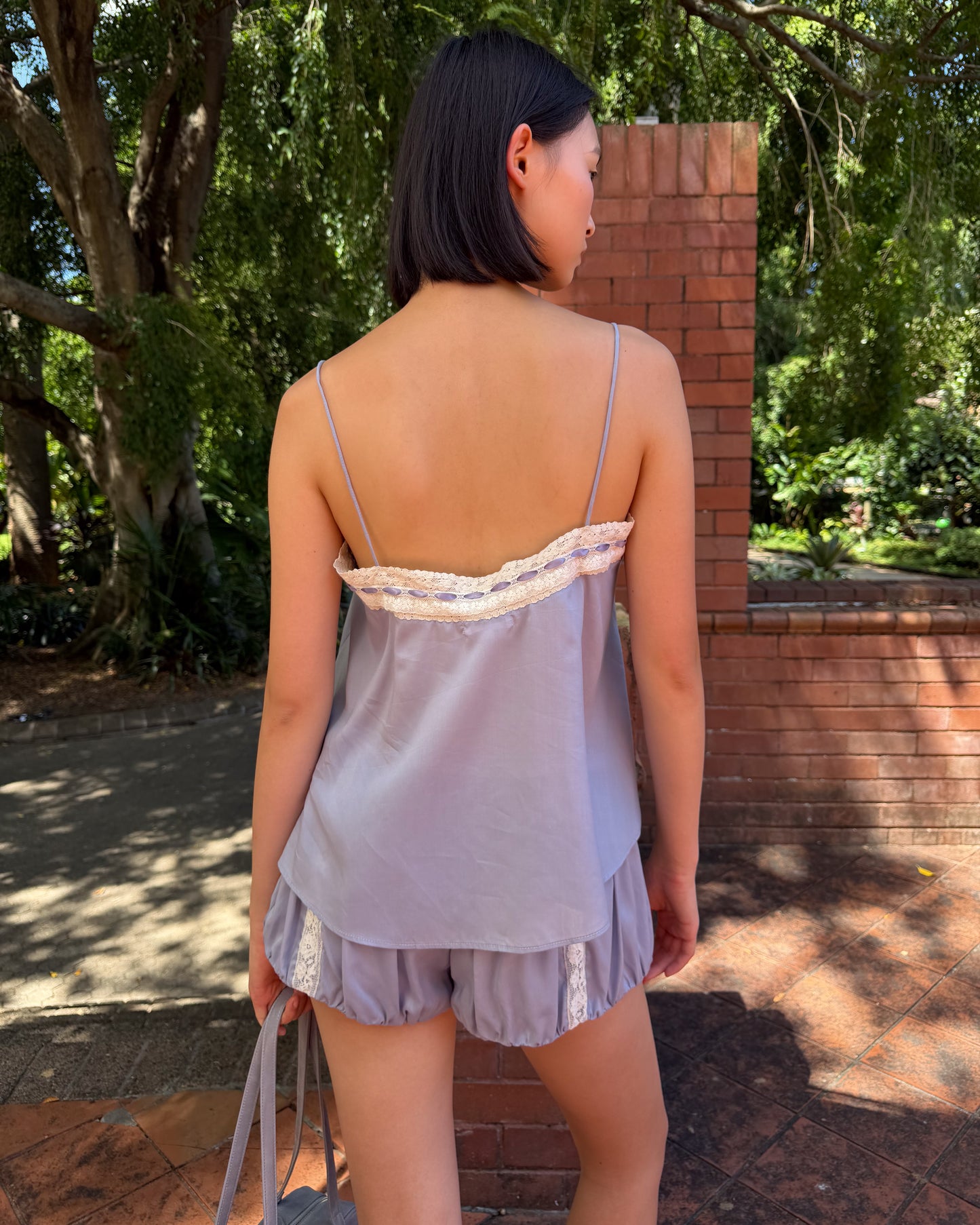 Lace Ribbon Shorts - Wisteria