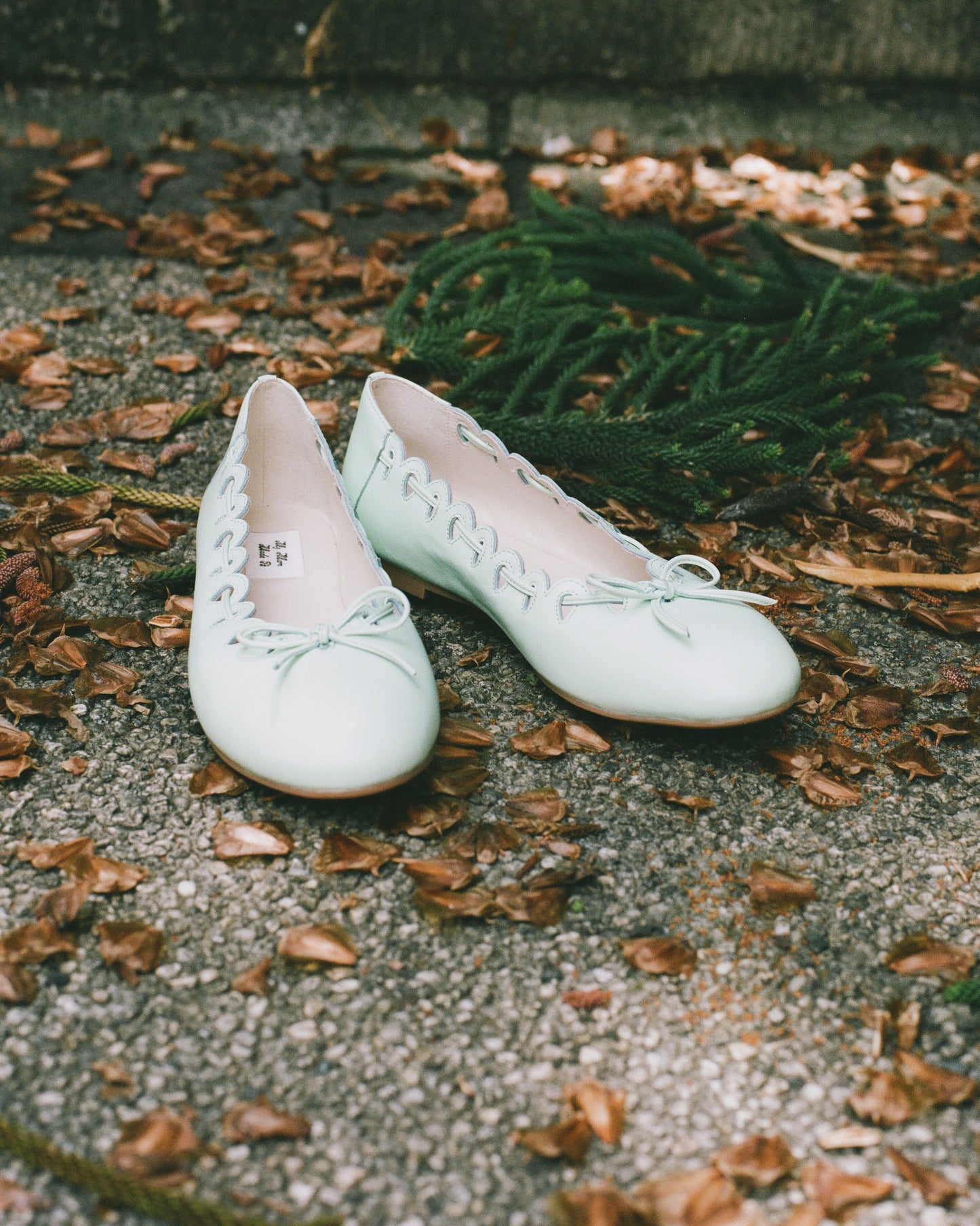 Ribbon Stitch Ballet Flats - Mint