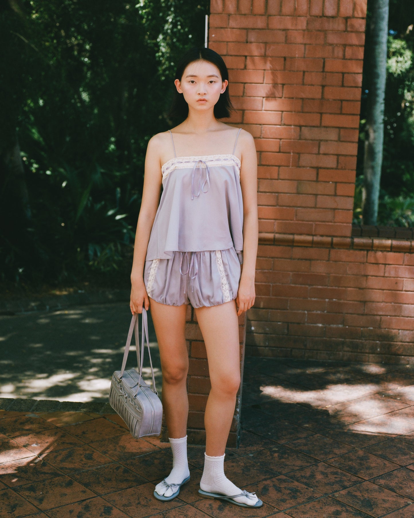 Lace Ribbon Shorts - Wisteria