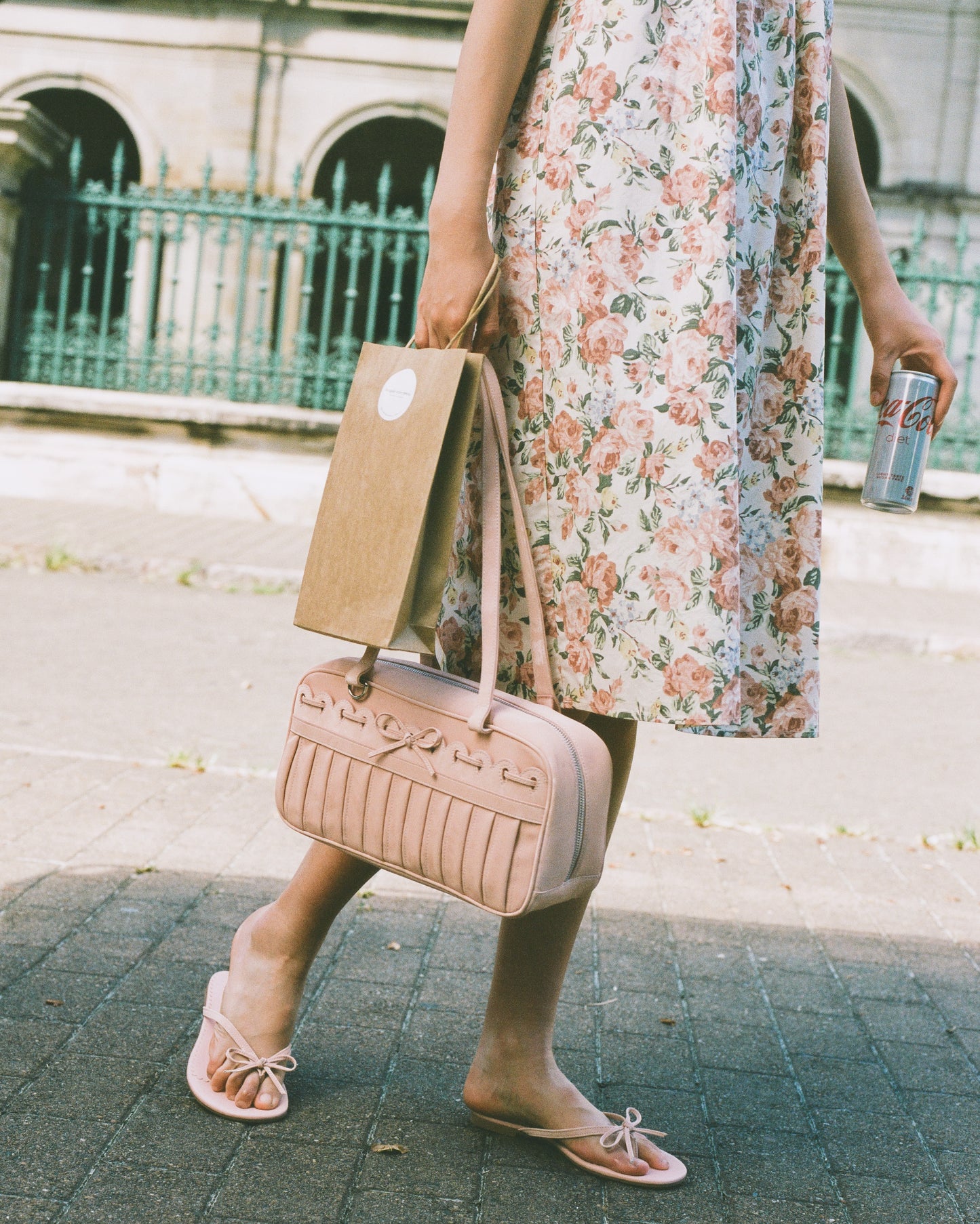 Ribbon Stitch Shoulder Bag - Rose Veil