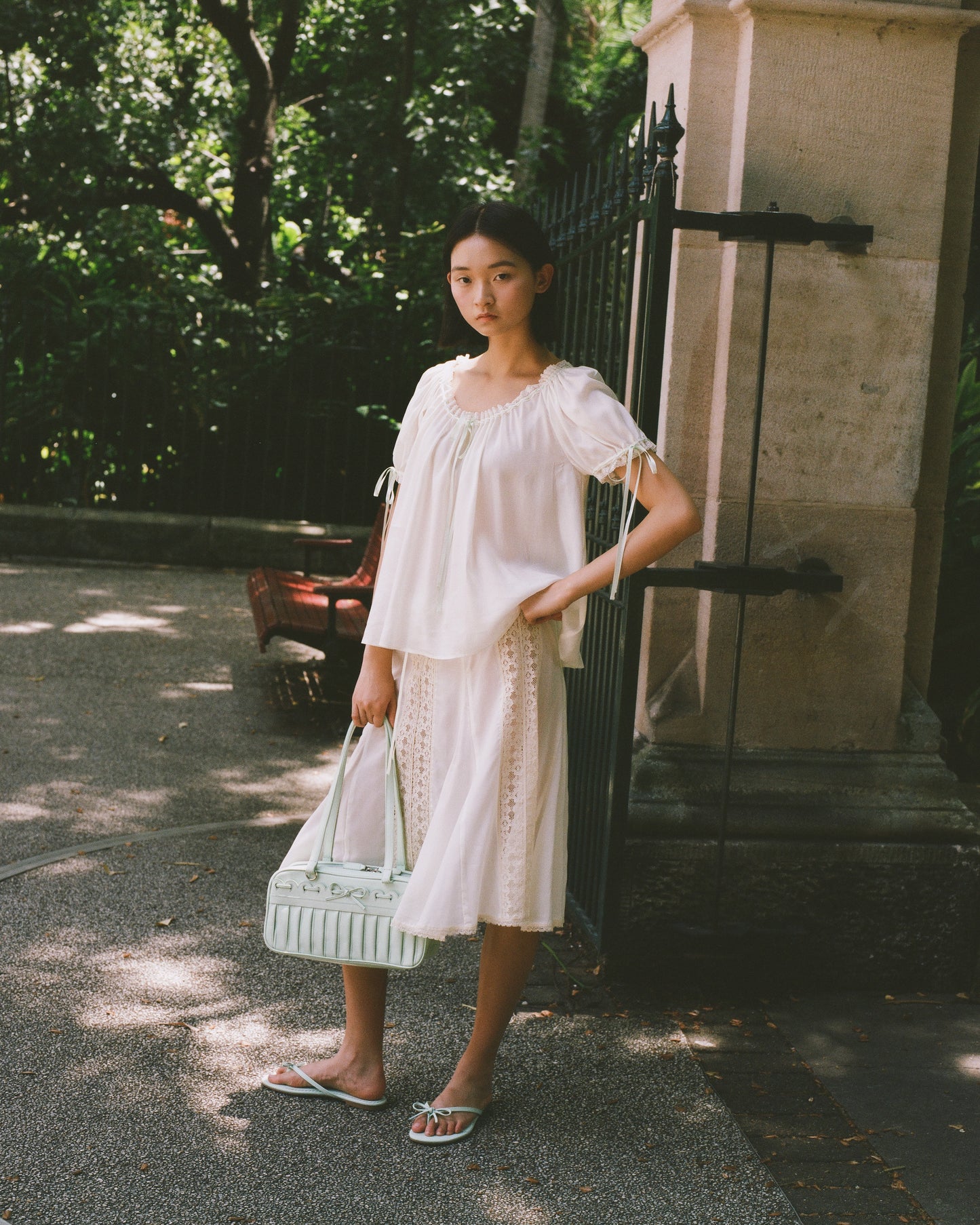 Ribbon Stitch Flip Flops - Mint