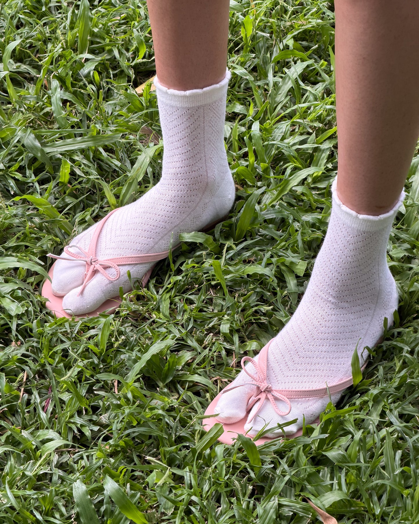 Ribbon Stitch Flip Flops - Rose Veil