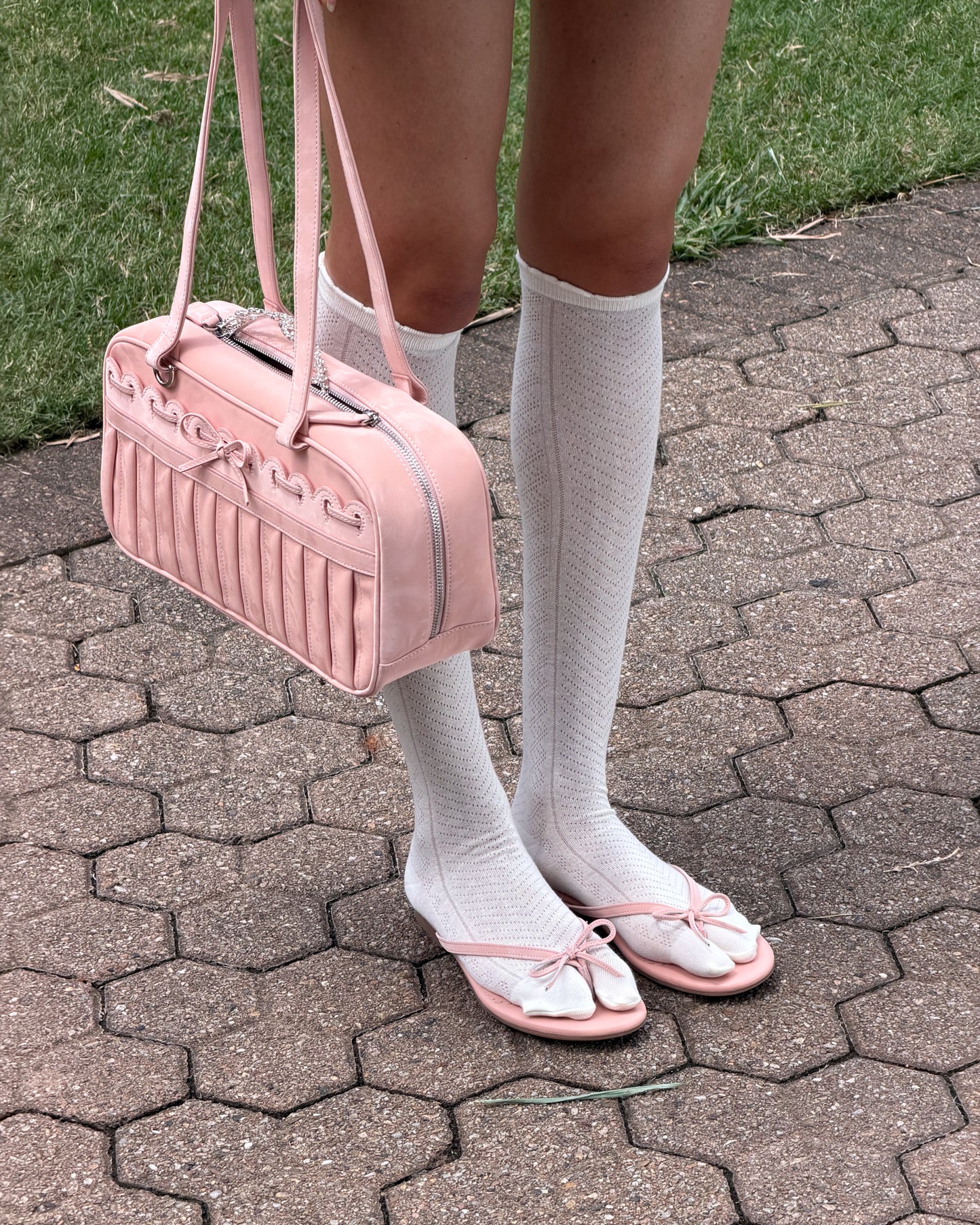 Ribbon Stitch Flip Flops - Rose Veil