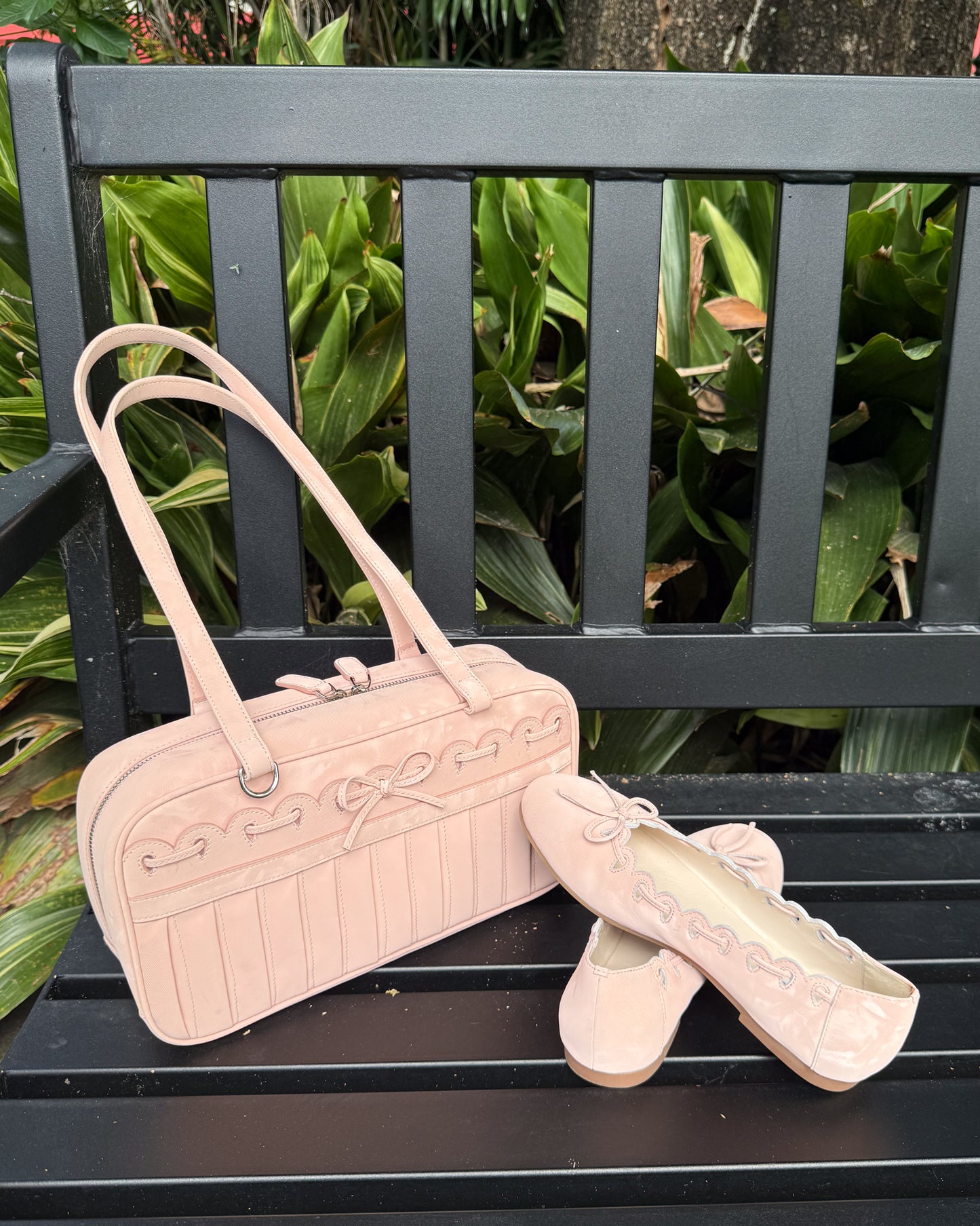 Ribbon Stitch Ballet Flats - Rose Veil