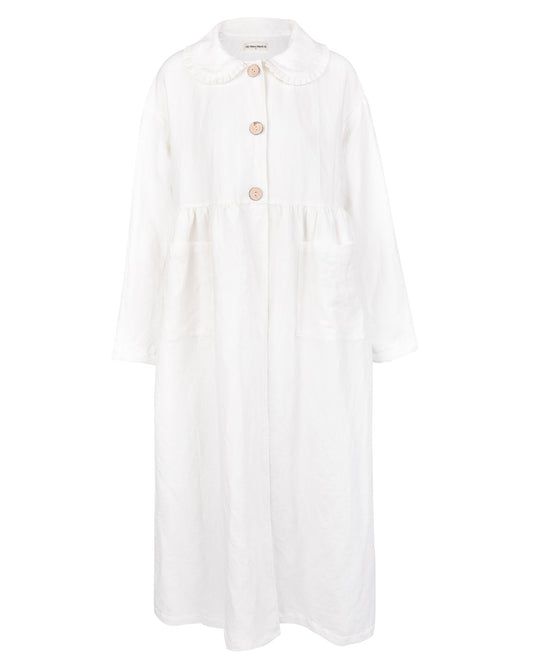 Nina Linen Trench Coat - White