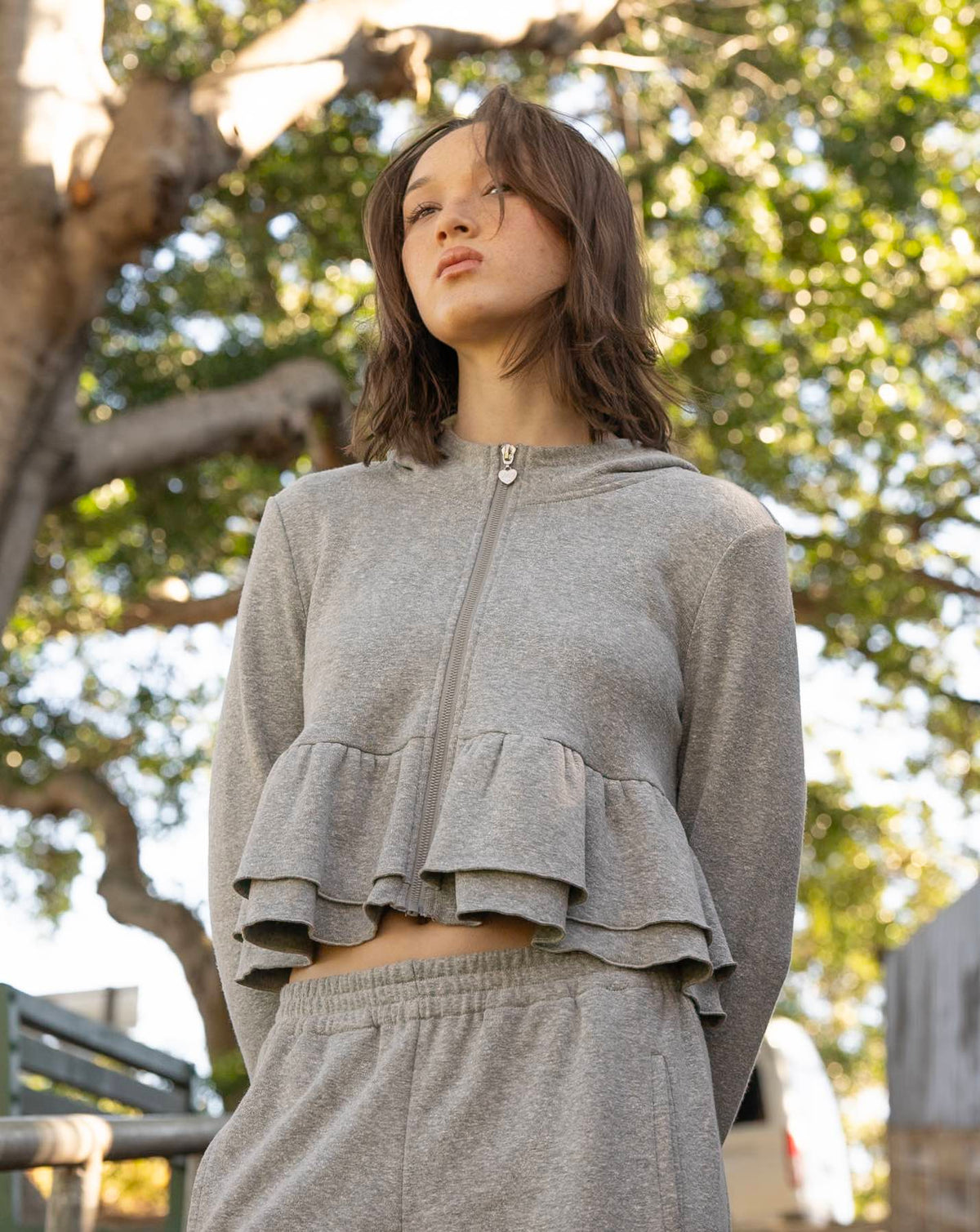 Frill Hoodie - Grey