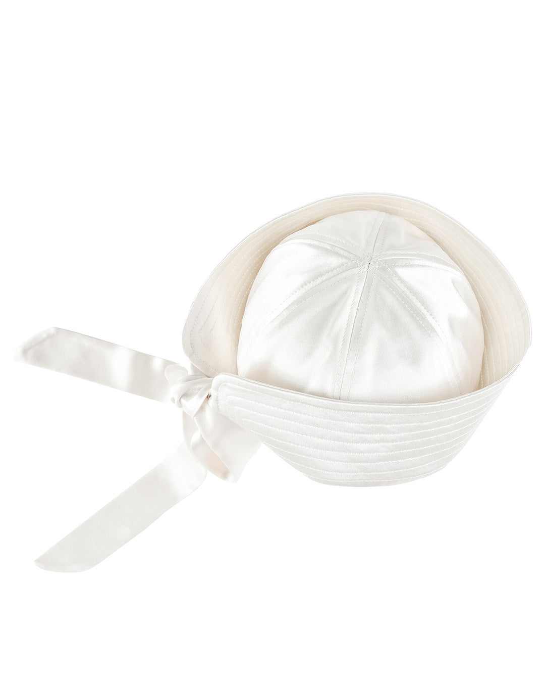 Tie Sailor Hat - White Satin