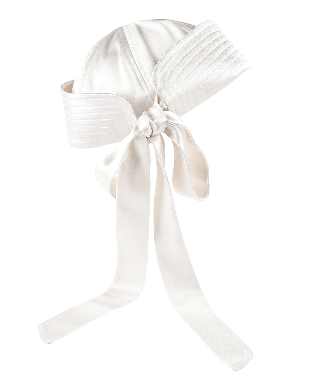 Tie Sailor Hat - White Satin