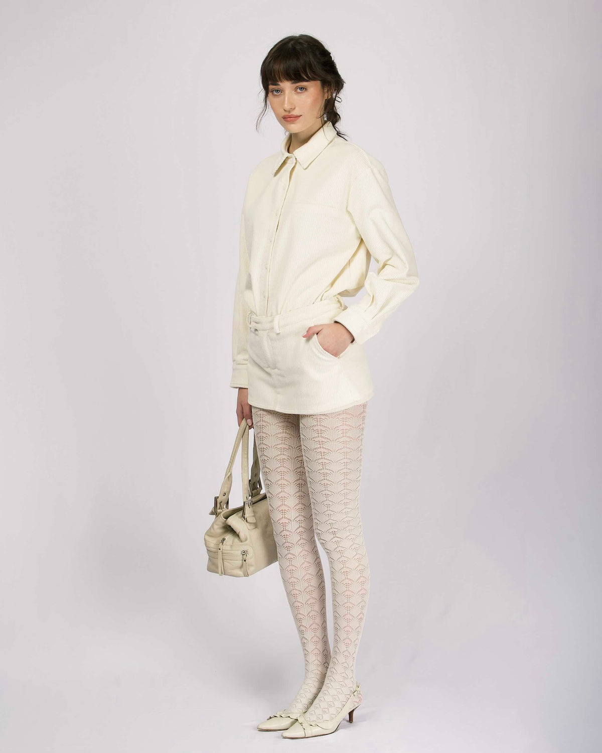 Cord Long Sleeve Shirt - Cream