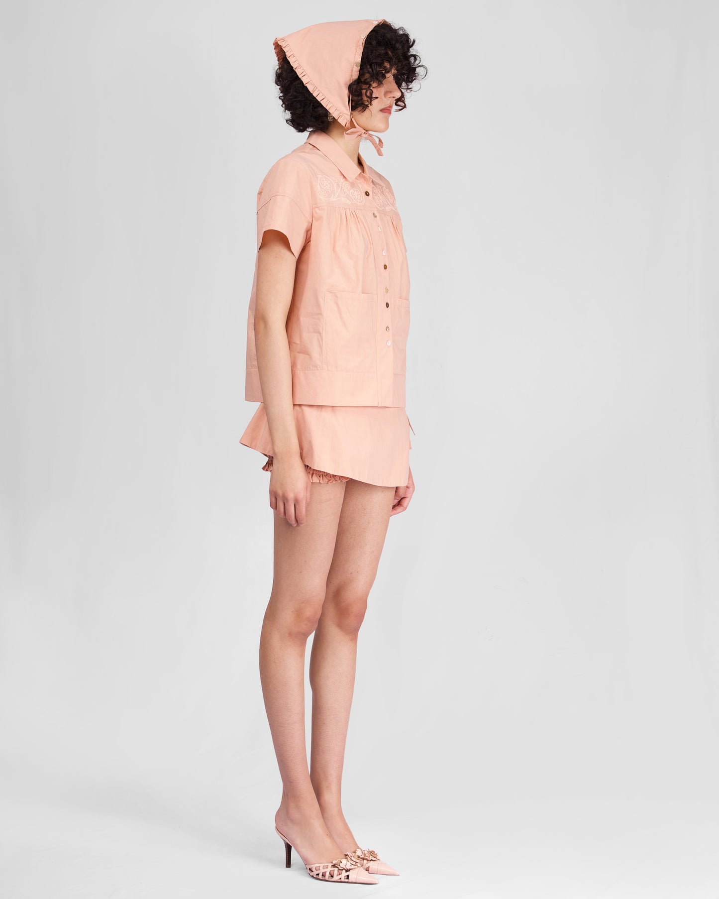 Embroidery Pocket Shirt - Peach